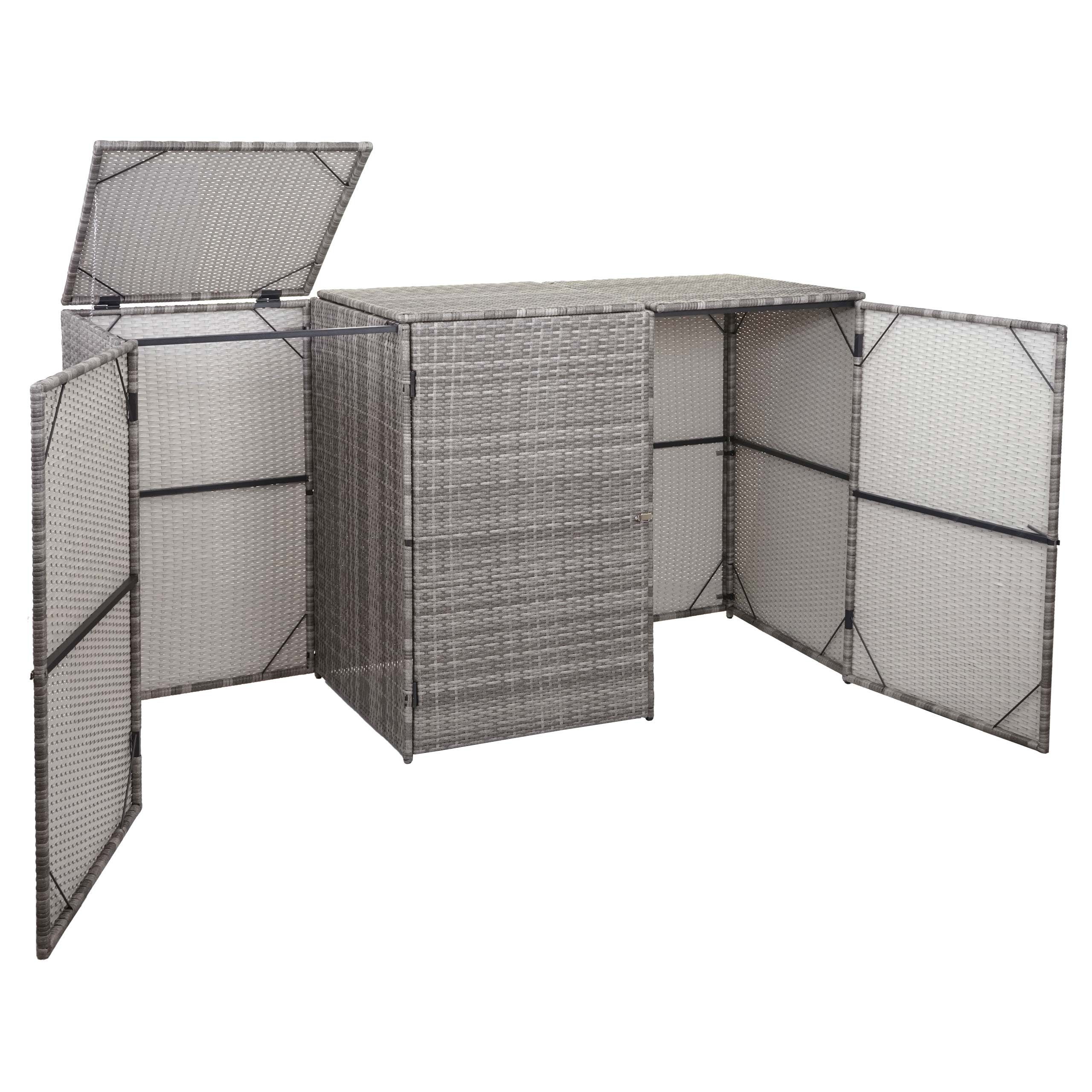 MCW Mülltrennsystem MCW-E25-3x120l, Trennwand, Klappdeckel inkl. Wind-Sicherung durch Kette