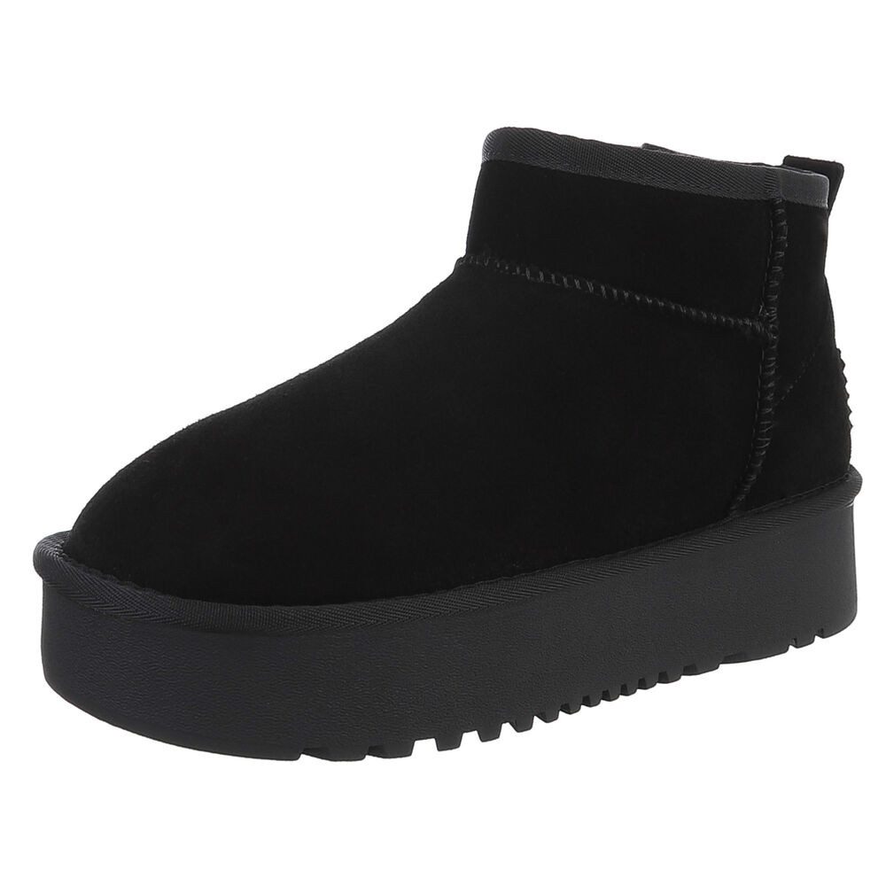 Ital-Design Bequemer Plattform-Echtleder-Schuh für Alltag und Freizeit Снегоходы (90471203) Flach Plateaustiefeletten in Schwarz