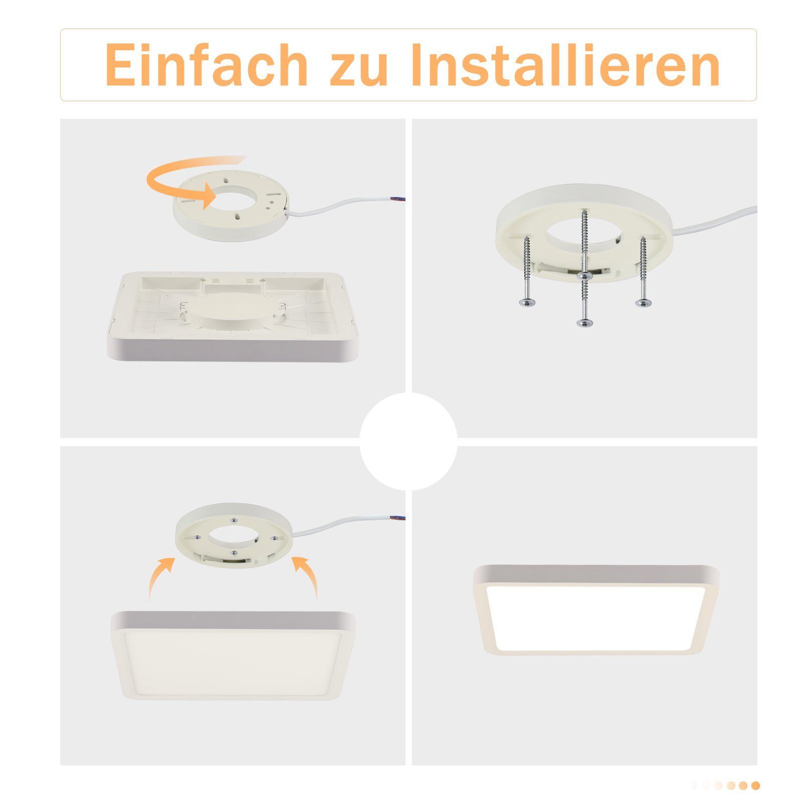 ZMH LED Deckenleuchte - 23W Flach Schwarz 23cm Warmweiß Schlafzimmer, Flimmerfrei, LED fest integriert, 3000k, Nicht Dimmbar – Bild 5 von 5