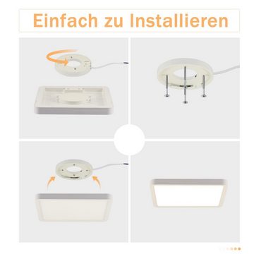 ZMH LED Deckenleuchte Badezimmer - 23W Flach Schwarz 23cm Warmweiß IP44 Wasserdicht, Flimmerfrei, LED fest integriert, 3000k, Nicht Dimmbar, weiß