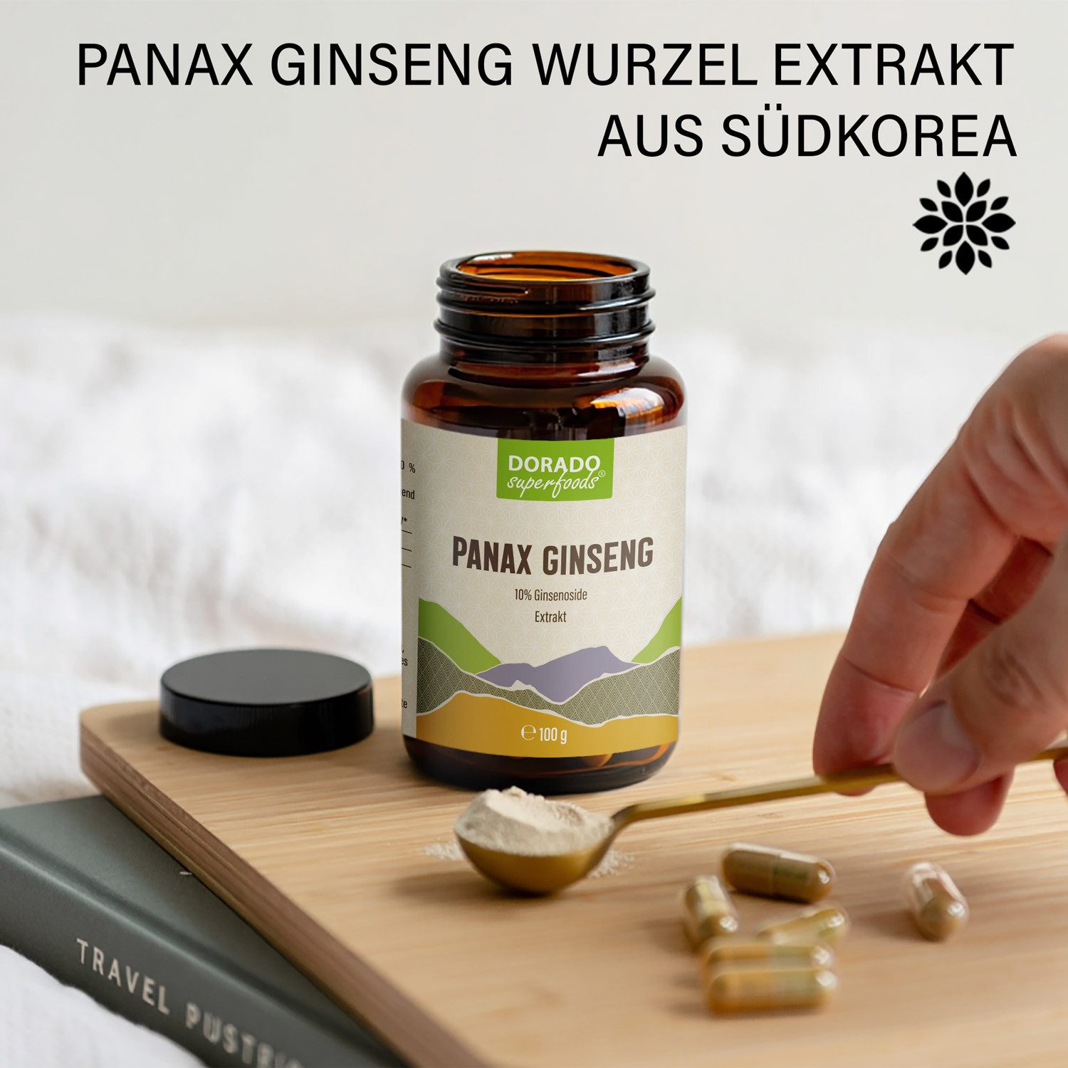 Dorado Superfoods Koreanischer Panax Ginseng Extrakt – 100 g Wurzelpulver Pulver, 100 g