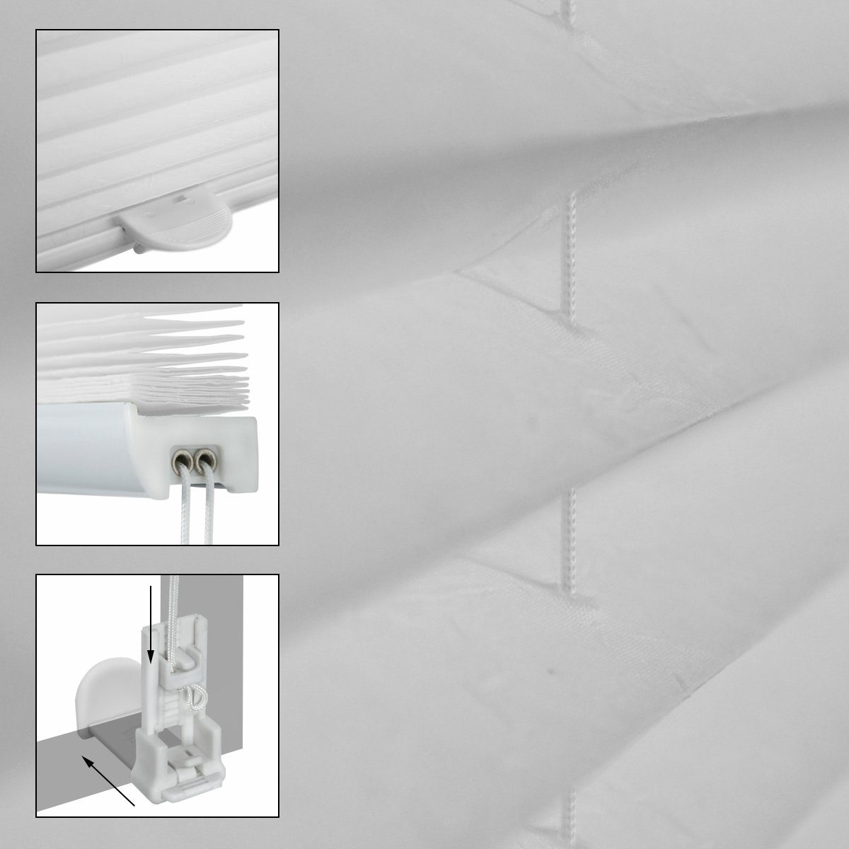 Plissee weiß, 90x150 cm, inkl. Germany, Klemmfix 90x150cm ohne EasyFix Klemmfix, inkl. Weiß Befestigungsmaterial, Befestigungsmaterial Bohren ECD