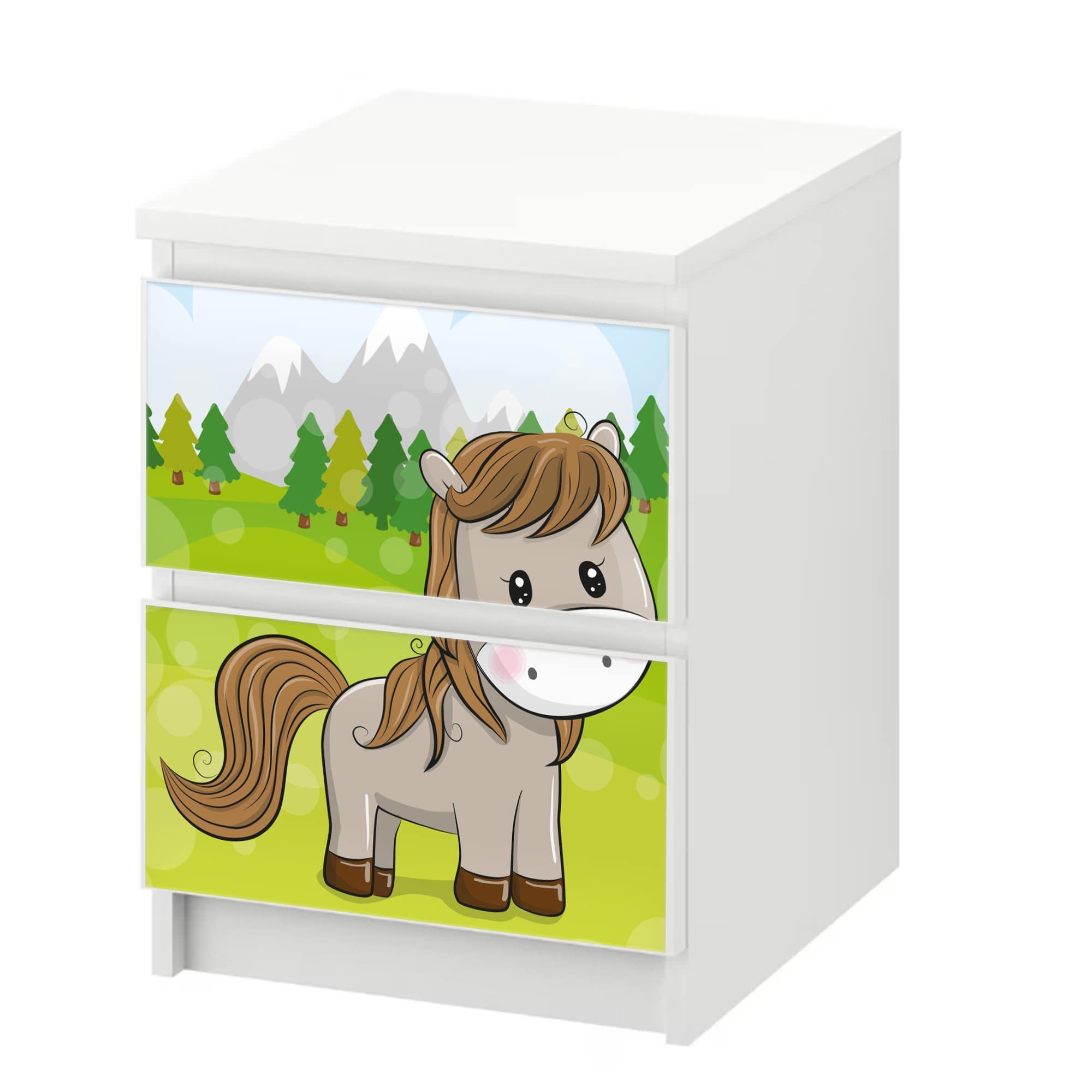 Sunnywall Möbelfolie passend für IKEA Malm Kommode Schrankfolie Aufkleber mit Pferd Motiv, blasenfreie selbstklebende Folie (SCHRANK NICHT INKLUSIVE)