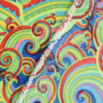 SCHÖNER LEBEN. Stoff Polyester Retro Wellen blau grün rot 1,5m Breite
