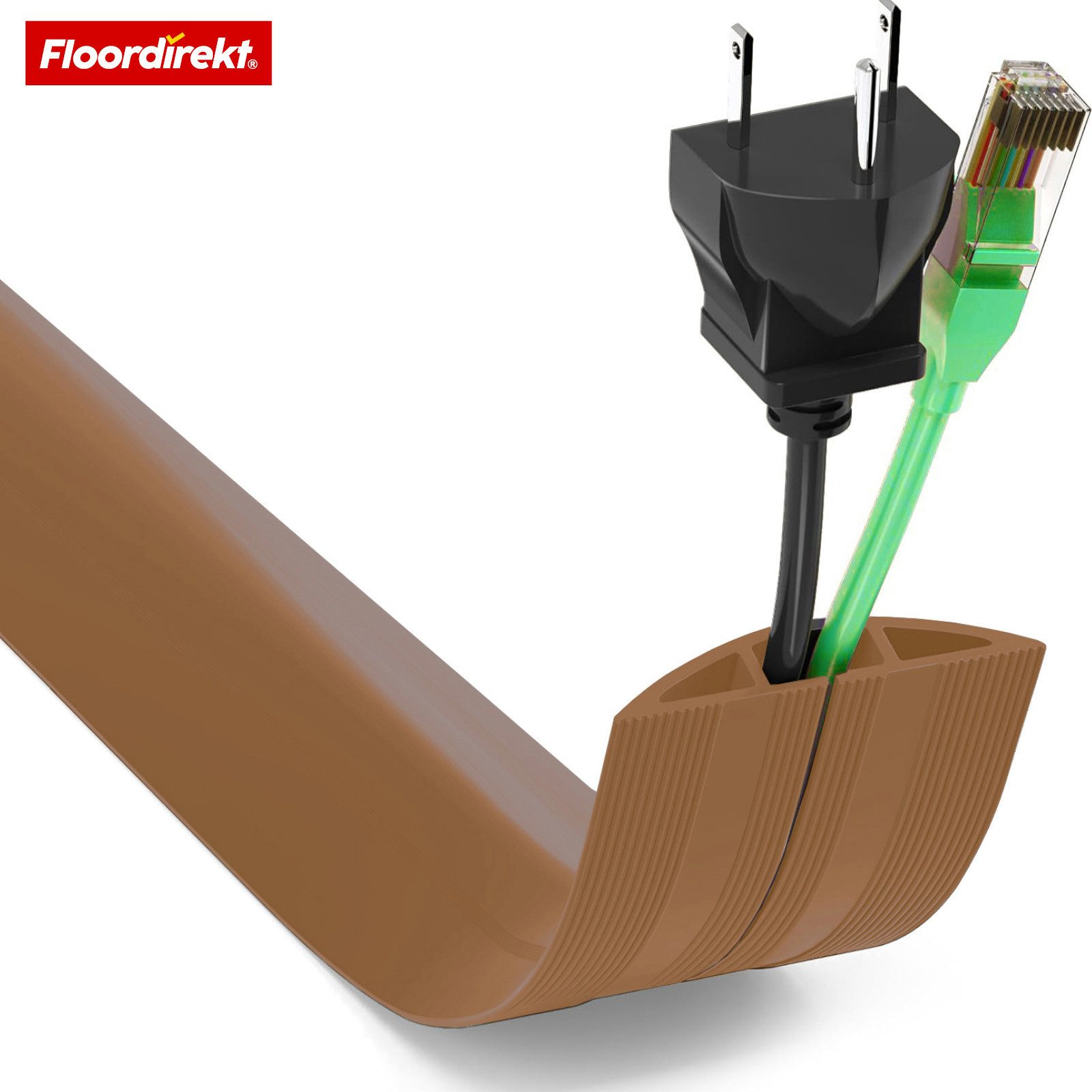 Floordirekt Kabelkanal Boden Cable Guard rutschfester Stolperschutz Kabelschutz zuschneidbar (1,8 m, 4,5 m, 9 m, 30 m, 2 Kabel bis 8 mm Ø (Kammer: 18 × 8 mm), Rutschfeste Oberfläche