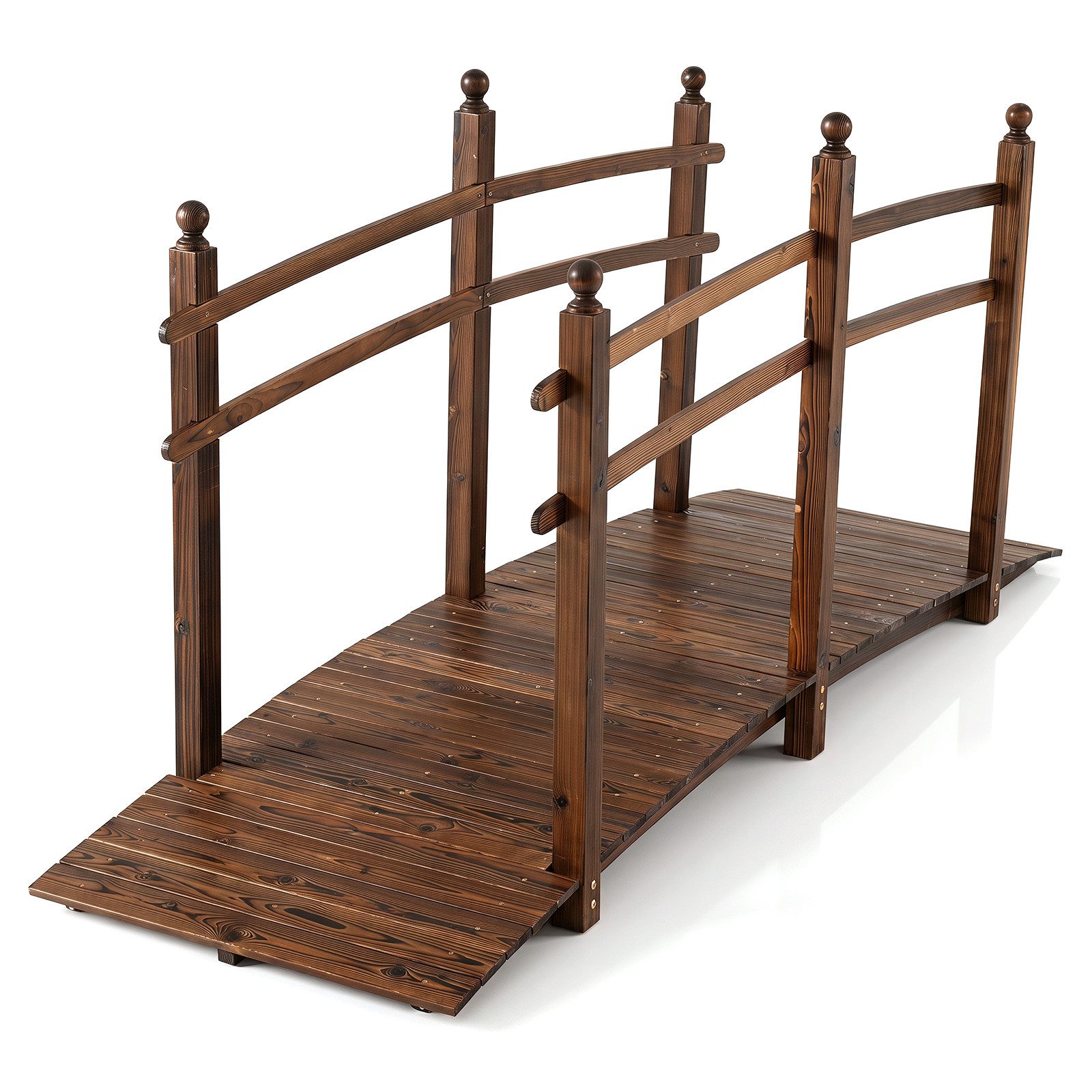 COSTWAY Gartensteg, 73x230 cm, Teichbrücke begehbar, Gartenbrücke bis 500 kg