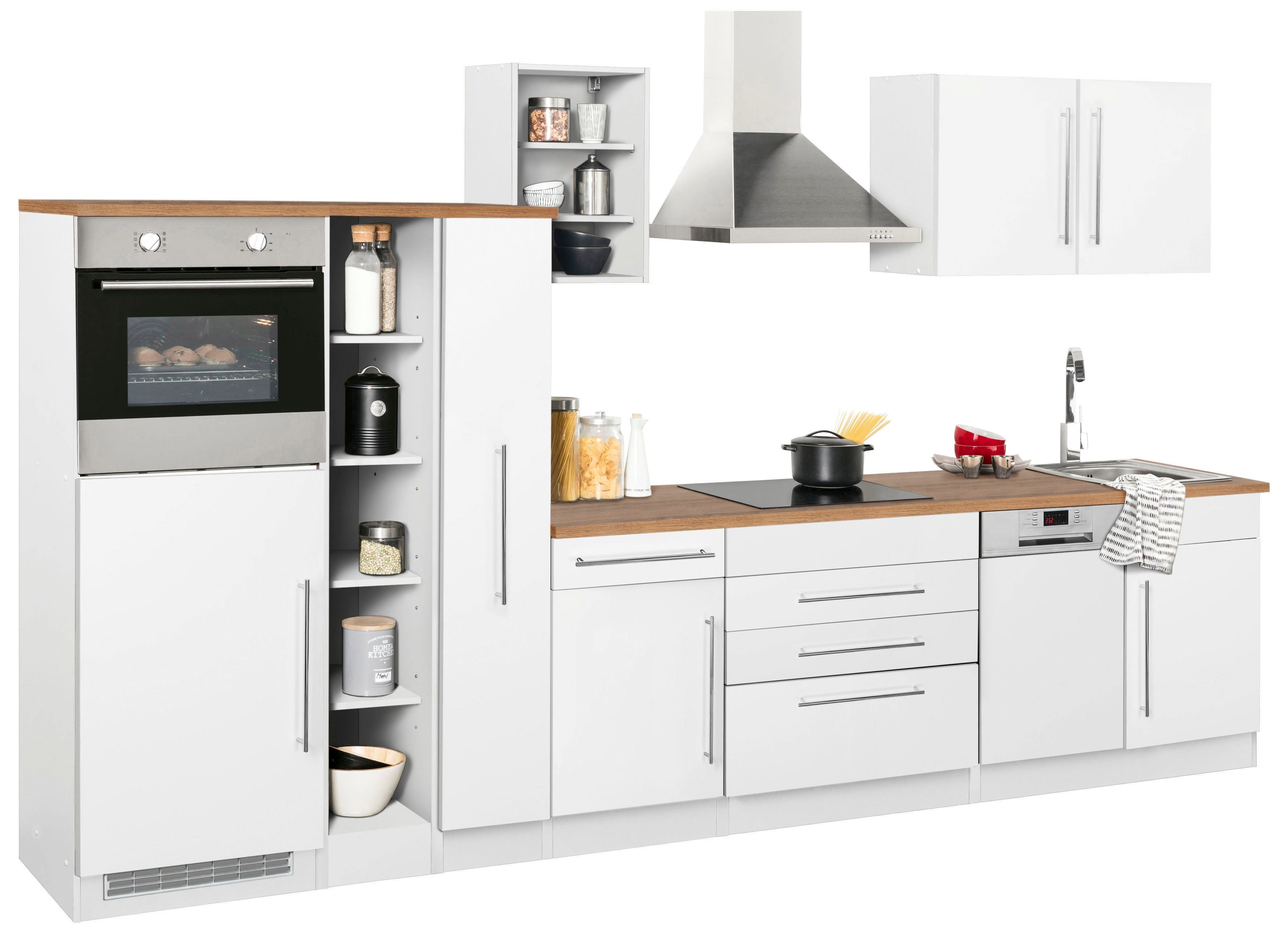 HELD MÖBEL Küchenzeile Samos, ohne E-Geräte, Breite 350 cm, Hochwertige  MDF-Fronten, außer bei Farbe weiß | Kochfeldumbauschränke
