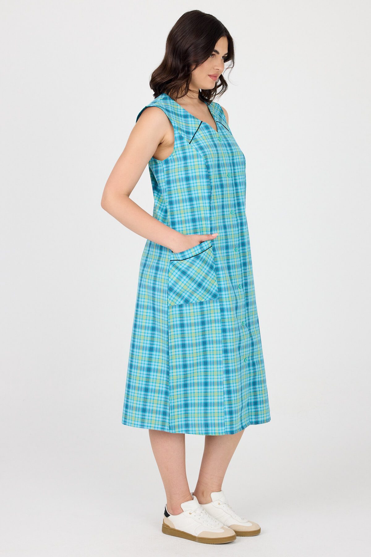 Phistan Tunikakleid Kittel aus garngefärbtem Stoff – Kariert günstig online kaufen