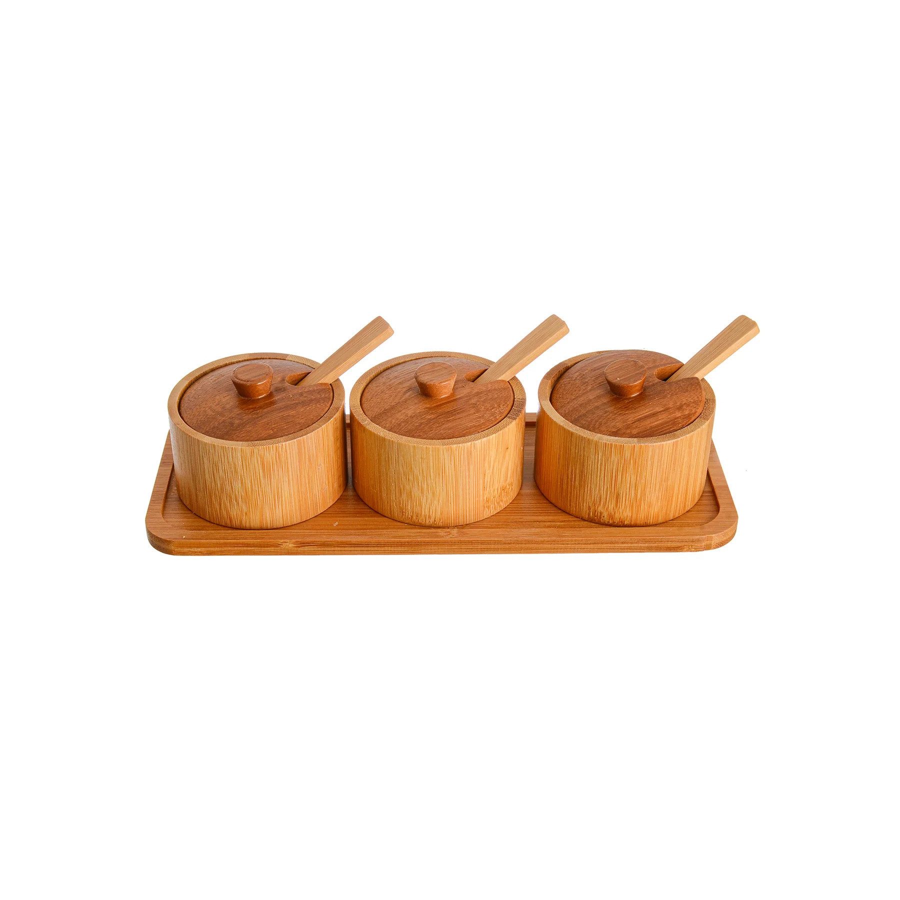 Faizee Möbel Küchenorganizer-Set Gewürzdosen Set aus Bambus für stilvolle Küchen, (3-tlg)