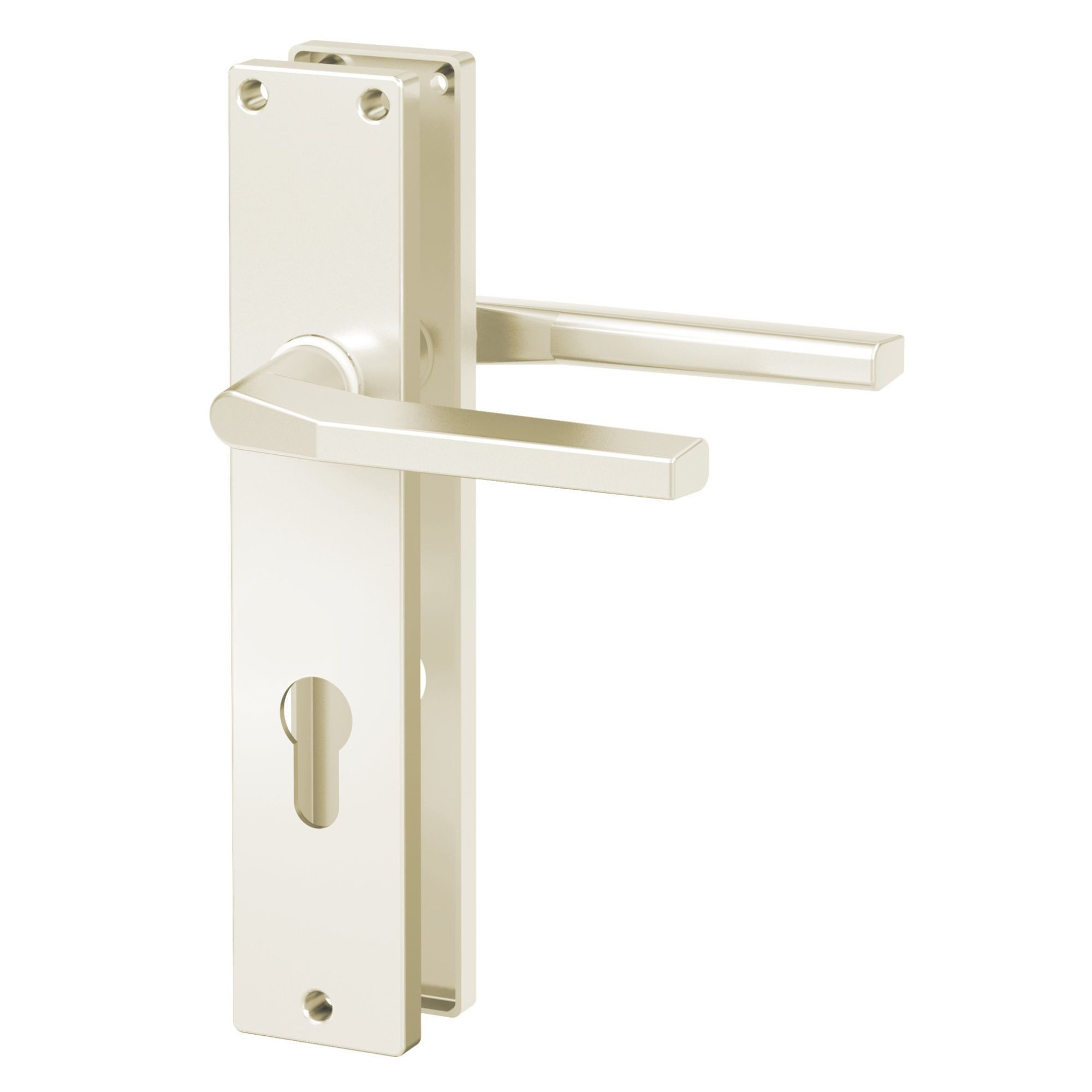 BASI Türbeschlag Langschild-Garnitur 72/8 mm, Türstärken 38-45 mm (Packung), PZ Profilzylinder-Lochung, Türbeschlag aus Aluminium, Farbe Alu F2