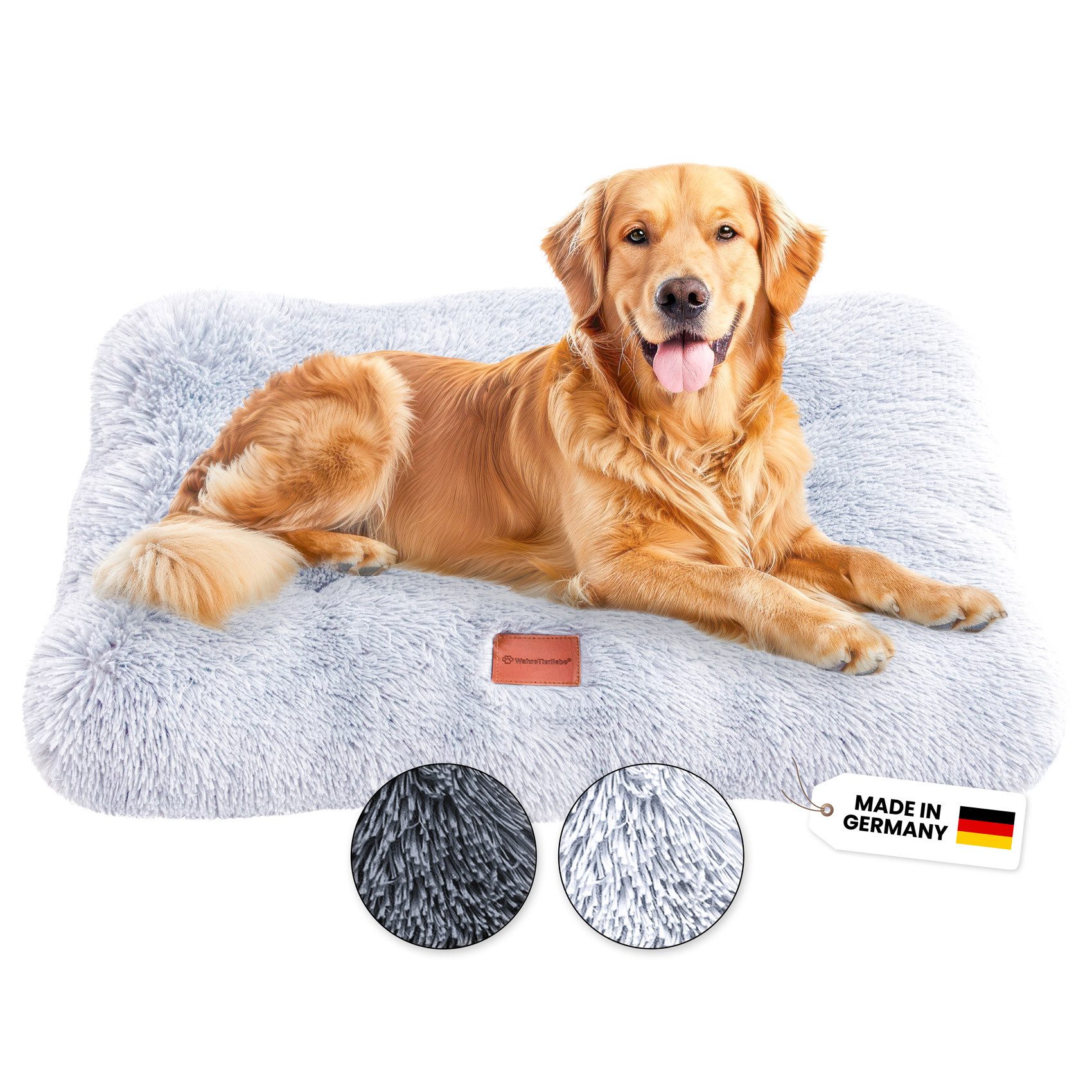 Wahre Tierliebe Tierbett Hundekissen Fluffy - Premium Flauschiges Kuschelbett - waschbar, 100% Polyester, Made in Germany, verschiedene Größen und Farben, waschbarer Bezug