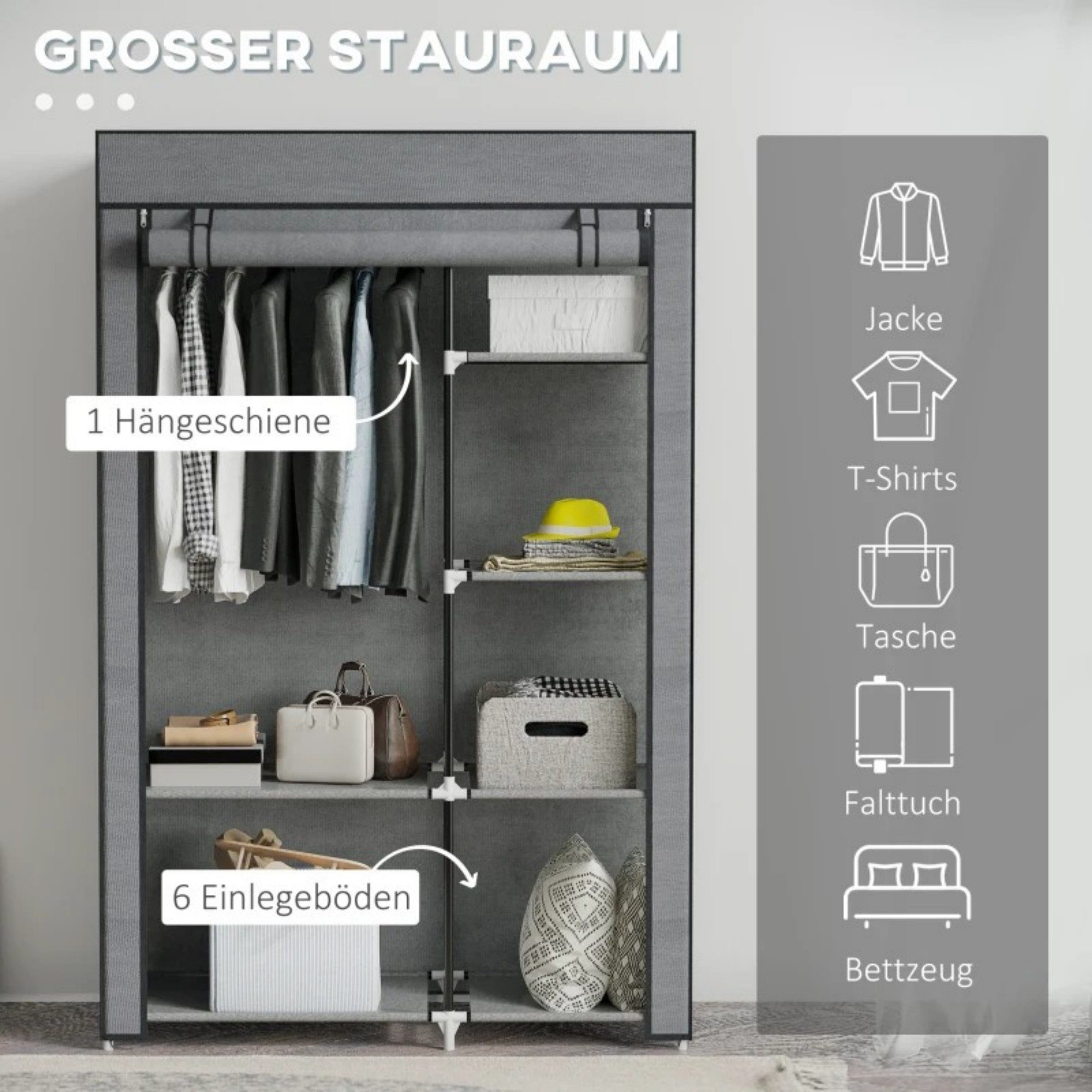 BlingBin Stoffschrank Stoffschrank, Kleiderschrank mit Kleiderstangen, günstig online kaufen