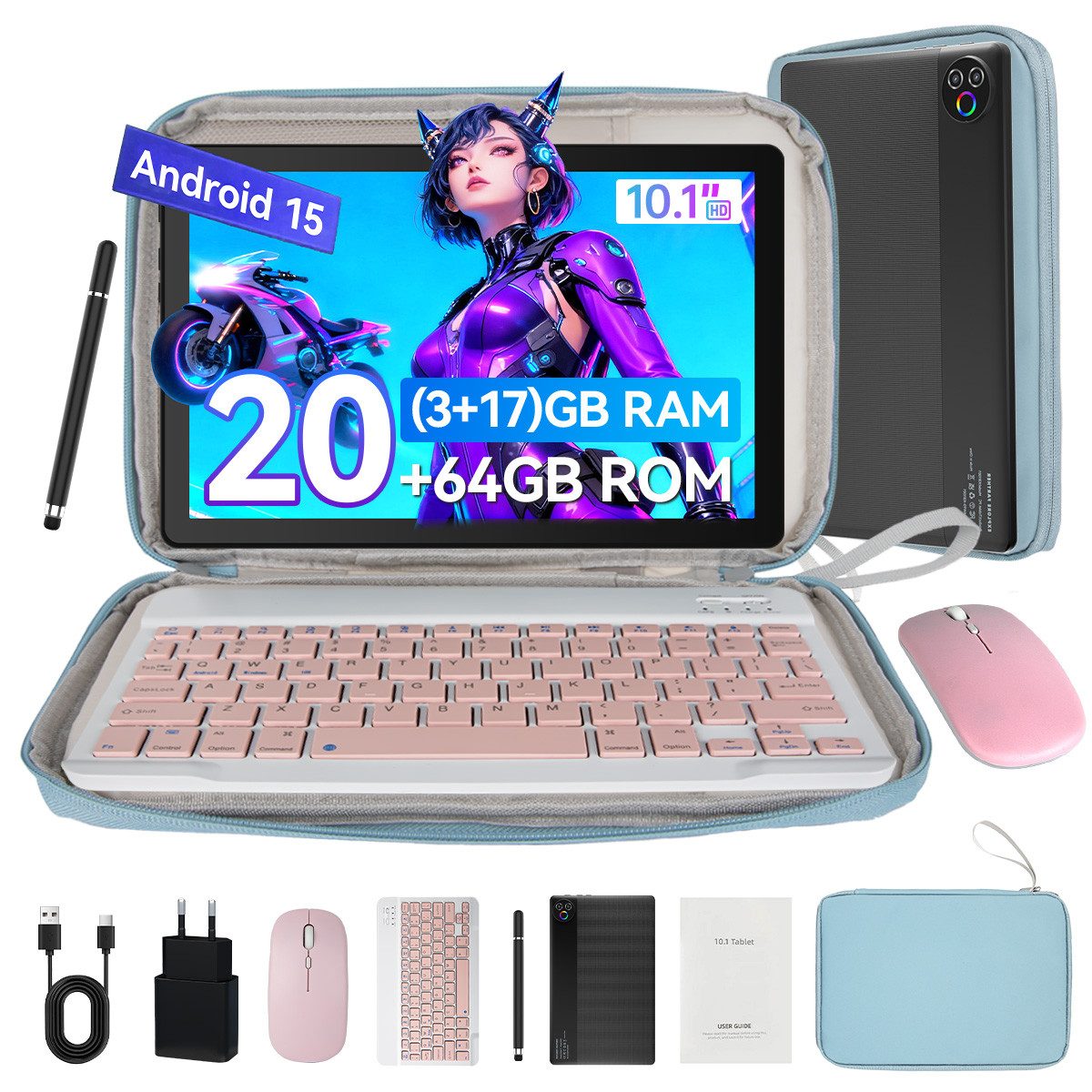 BUFO 10 Zoll 64 GB 1280x800 IPS Maus Tastatur Handschrift Stift Set Tablet (10", 64 GB, Android, WiFi, Dual-Kamera)