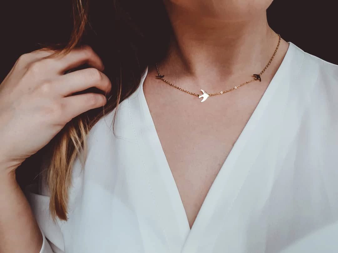 Hey Happiness Charm-Kette Fliegende Vögel, Kette Edelstahl 18K Roségold ver günstig online kaufen