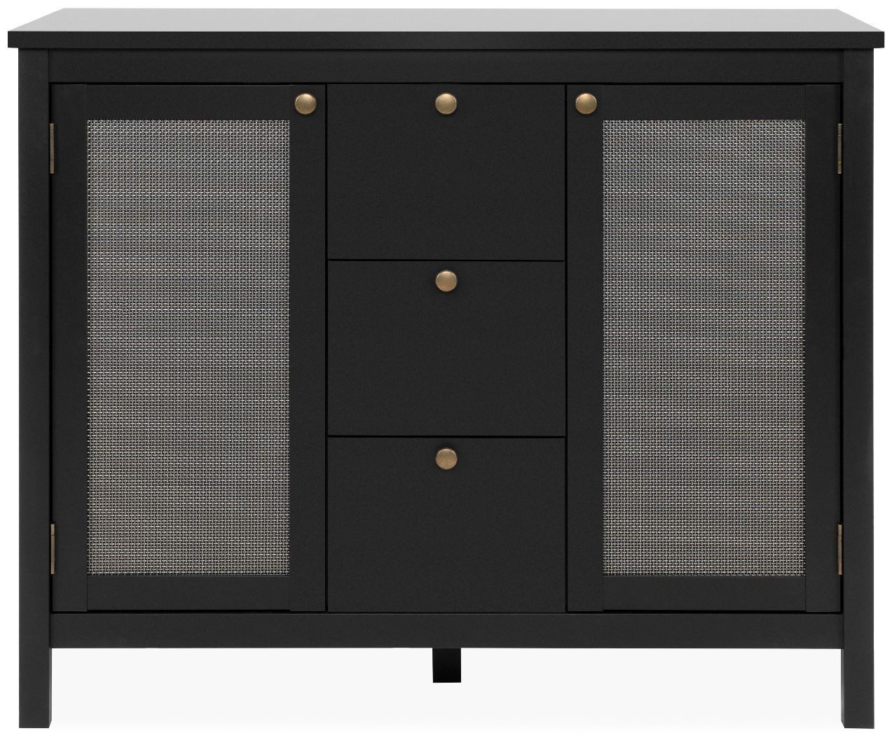 Finori Kommode, schwarz, Geflecht Nobel, ABS-Kante, Metallgriffe, 110 x 90 x 40 cm