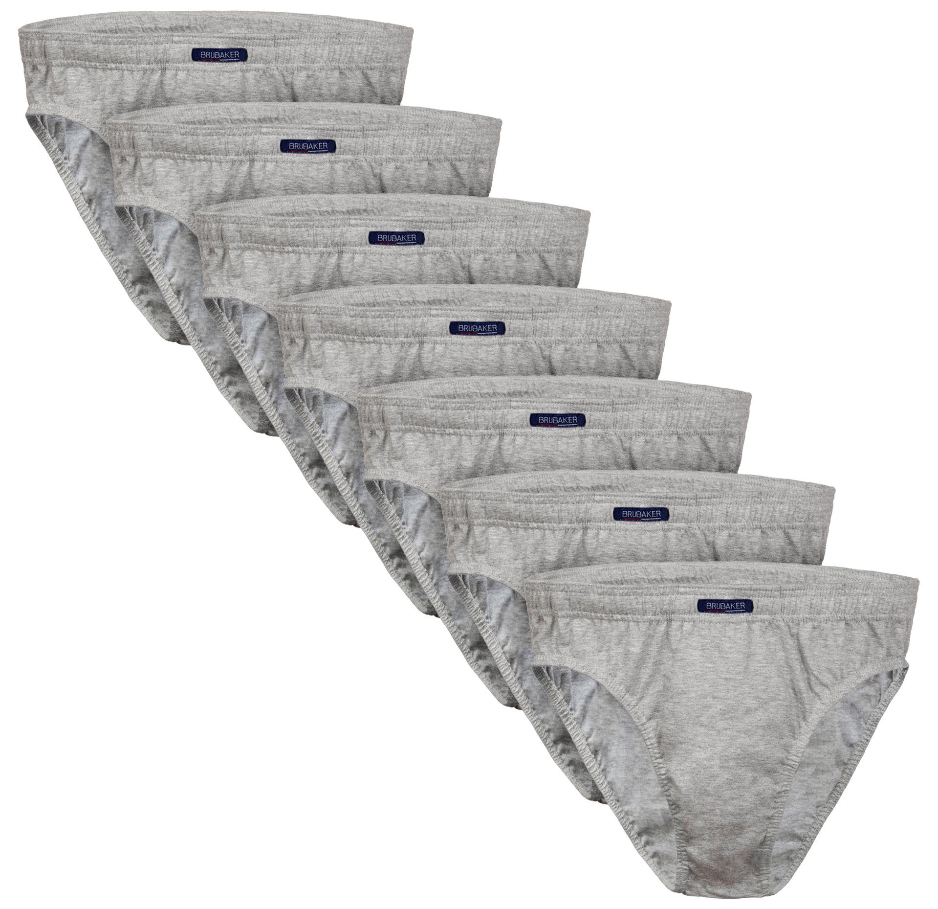 BRUBAKER Slip Herren Unterhose aus Baumwolle (Spar-Pack, 7-St., 7er-Pack) Großpackung Männer Unterwäsche, sehr bequeme Passform Grau