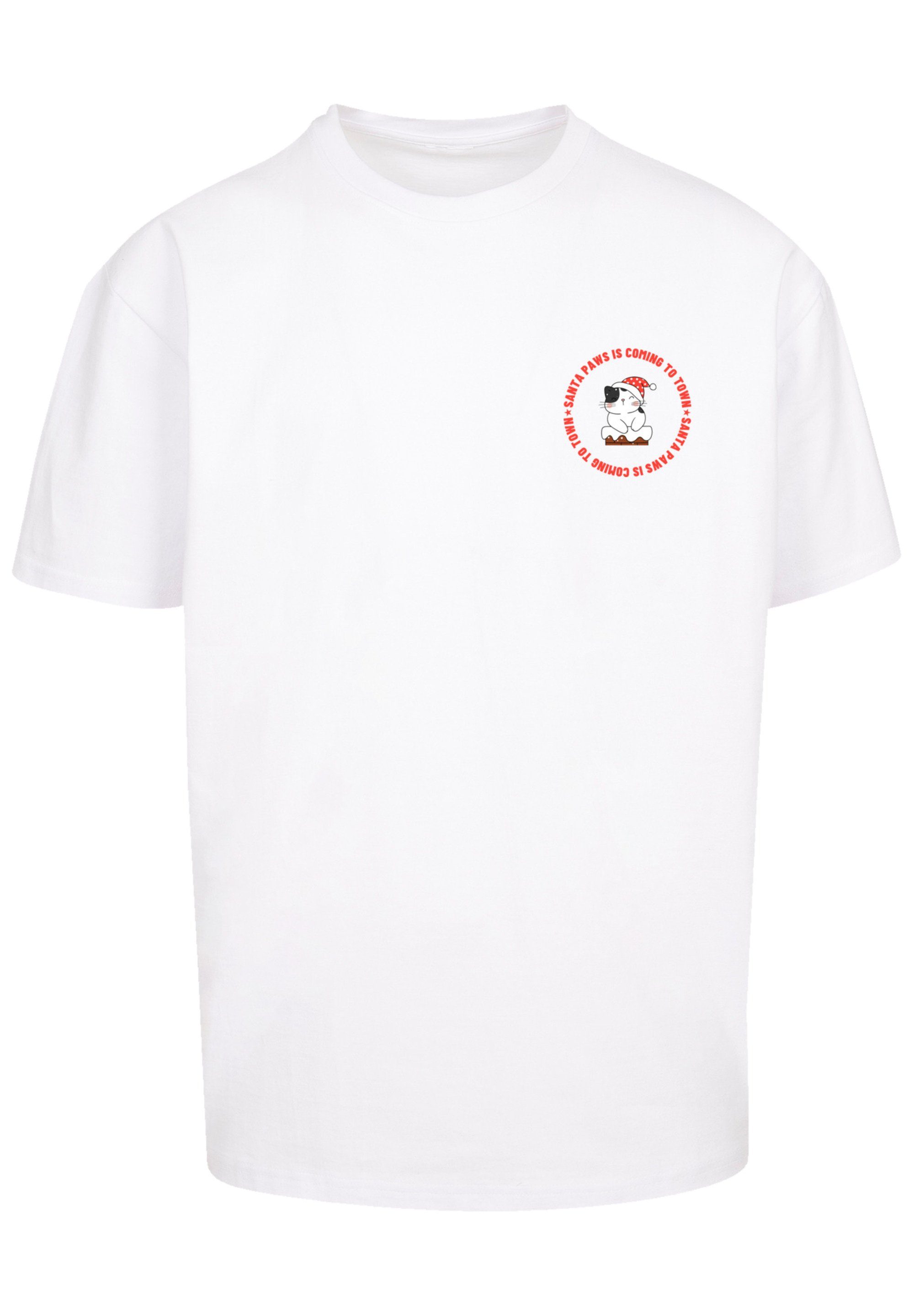 Premium F4NT4STIC T-Shirt Cat Breast Qualität, Paws weiß Band Sansta Christmas Rock-Musik,