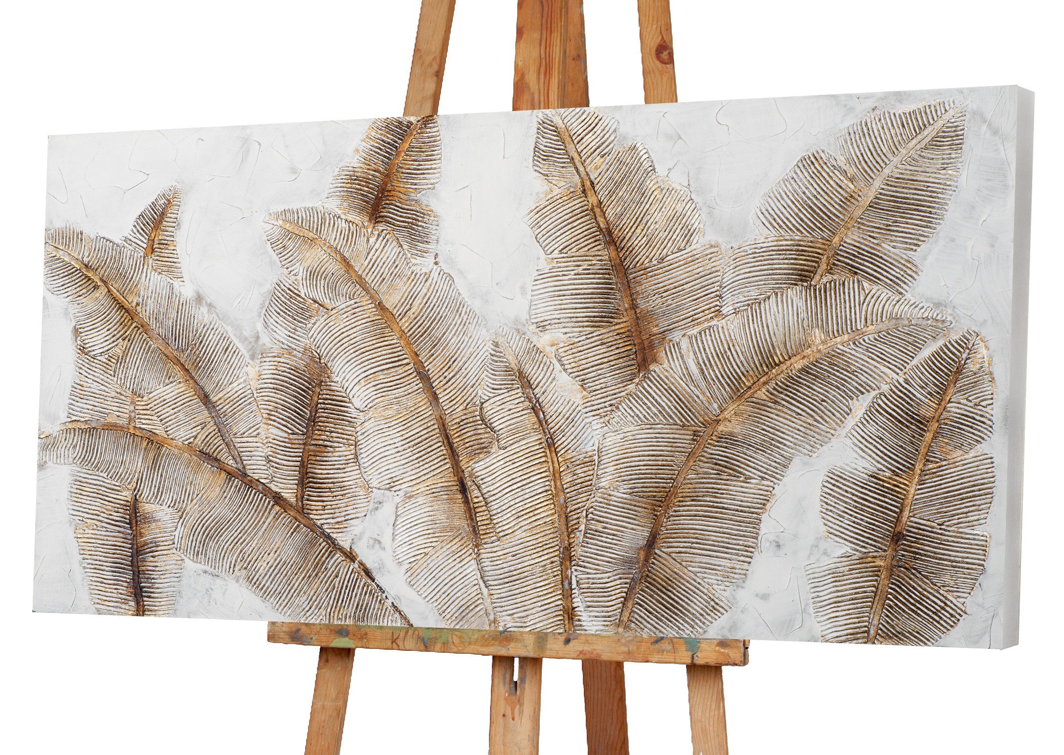 ArtUniverse Gemälde Leinwandbild Blätter im Wind 70 x 140 cm, Naturmotiv