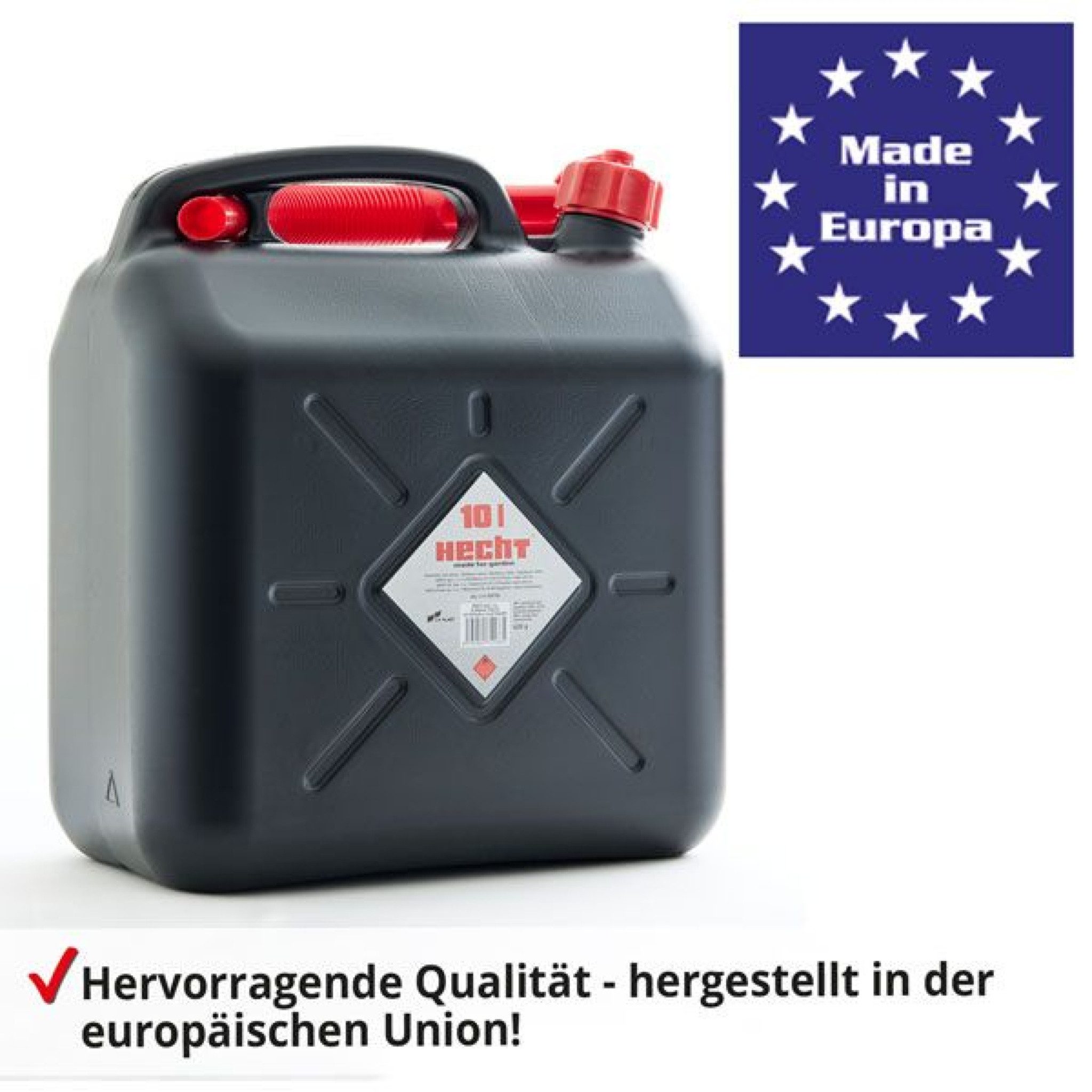 Hecht Benzinkanister mit flexiblem Ausgießrohr, 5 Liter, UN-Zulassung