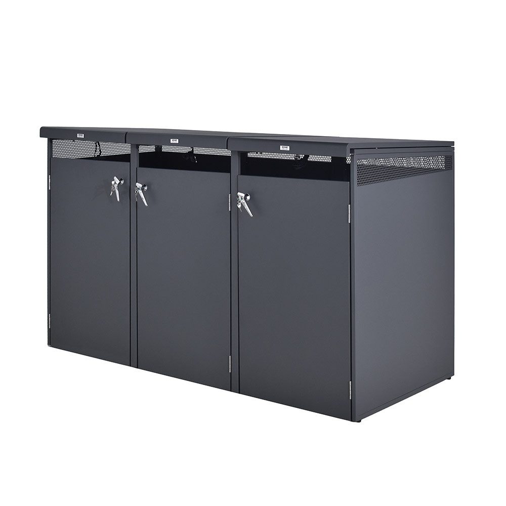 HOME DELUXE Mülltonnenbox ASORO (3er-Set), verriegelbar & Verzinktes Stahlblech
