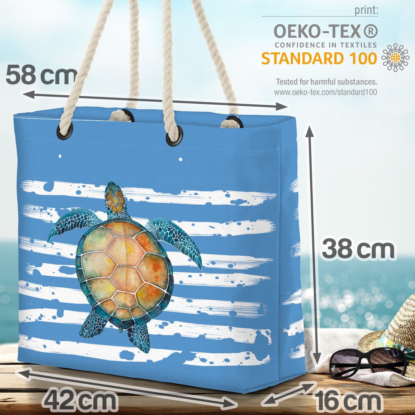 VOID blau Schildkröte Terrarium (1-tlg), Strand Strandtasche See Meer