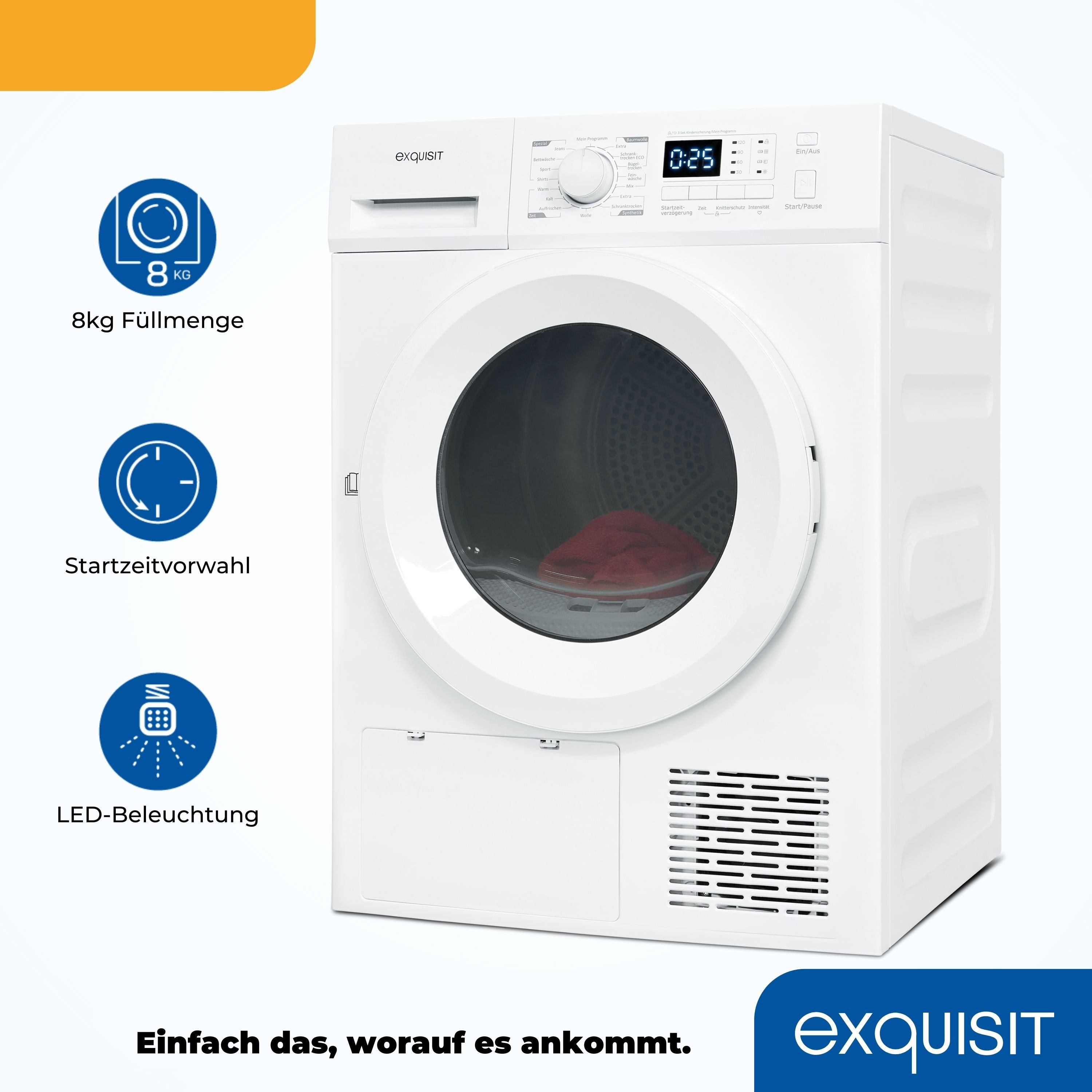 exquisit Wärmepumpentrockner TWP1001-030D weiss, für Haushalte mit großer Menge an Wäsche bis zu 10 kg