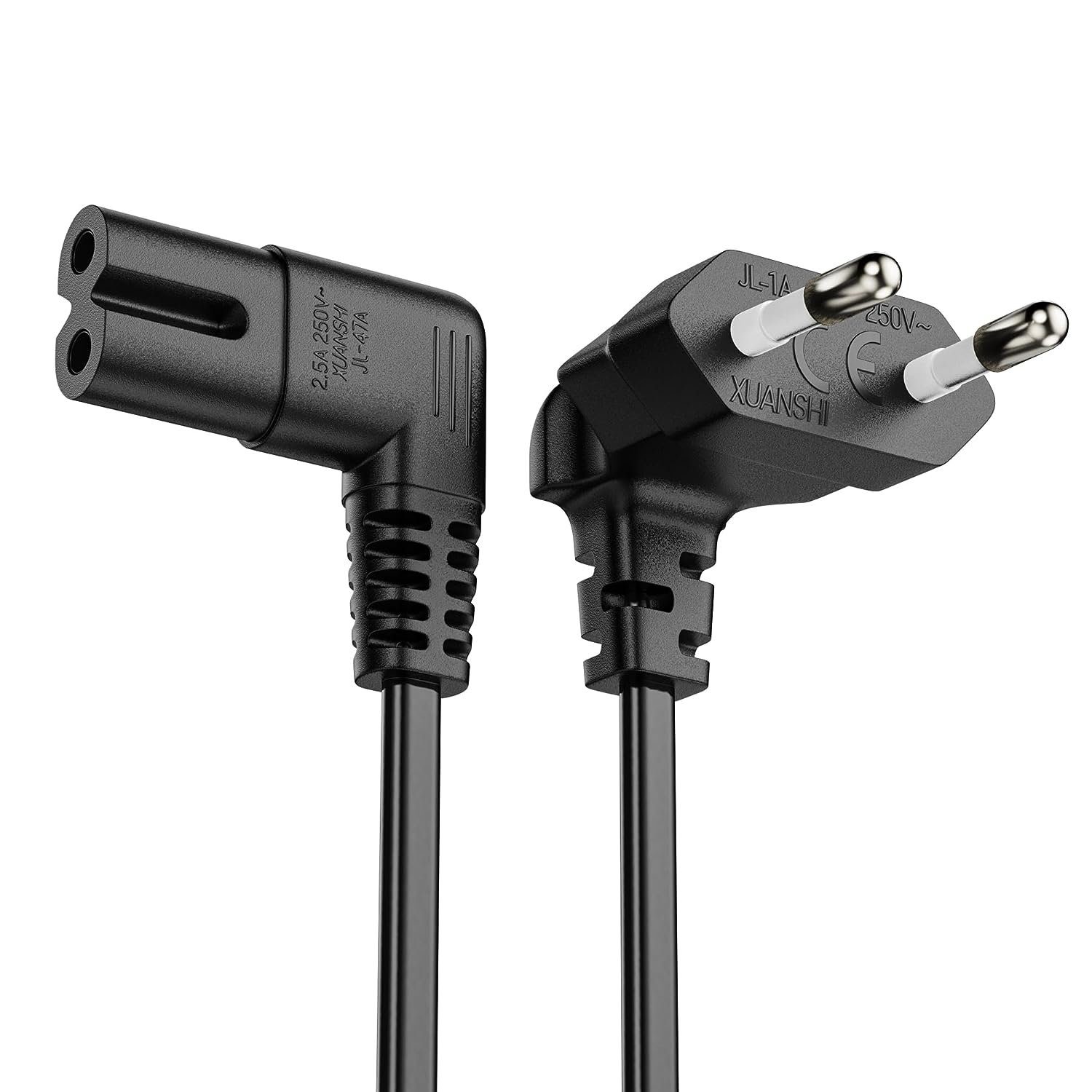 schwarz C7 (100 Euro-Ne cm) 90° 90°, Strom-Kabel, conecto IEC-Buchse Euro-Stecker conecto Stromkabel, auf