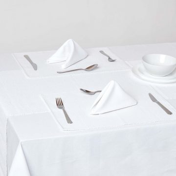 Platzset, Tischset aus Baumwolle, Platzdeckchen 2er Set, weiß, Homescapes