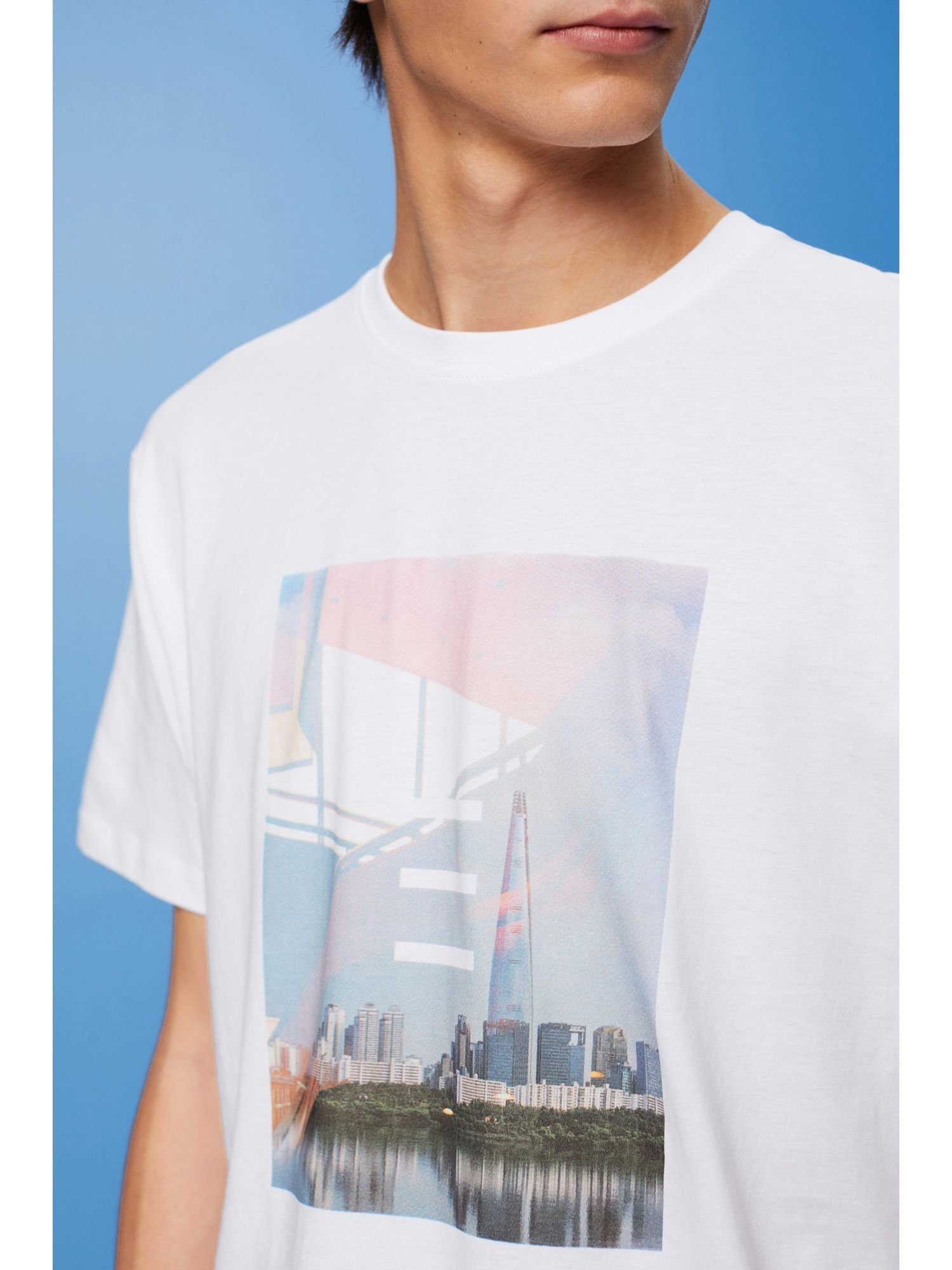 Print WHITE mit Esprit Baumwoll-T-Shirt T-Shirt (1-tlg)