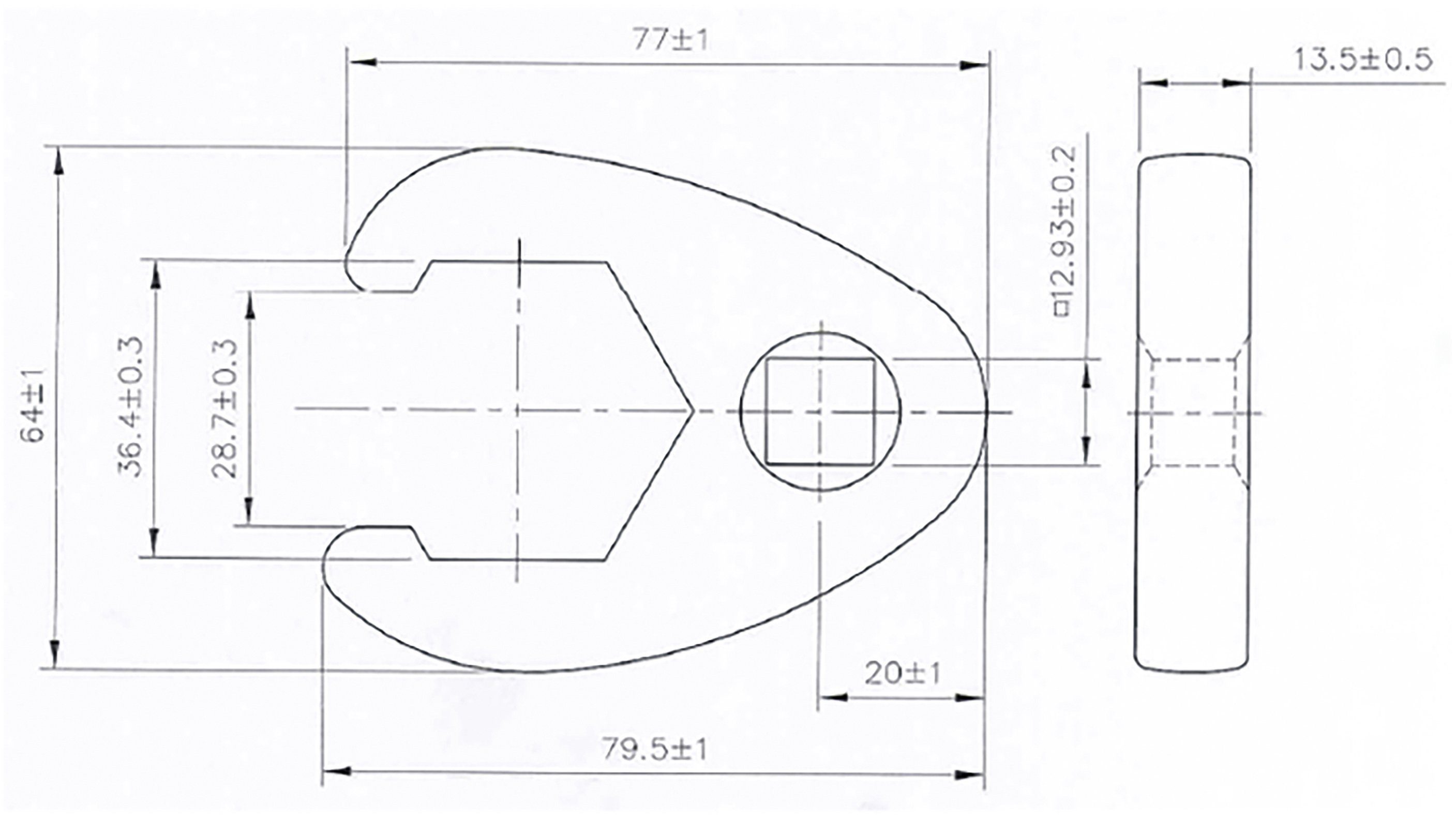 BGS Werkzeugset Hahnenfußschlüssel-Satz, Innenvierkant / 12,5 mm 8-tlg., Antrieb (3/4) mm (1/2) 20