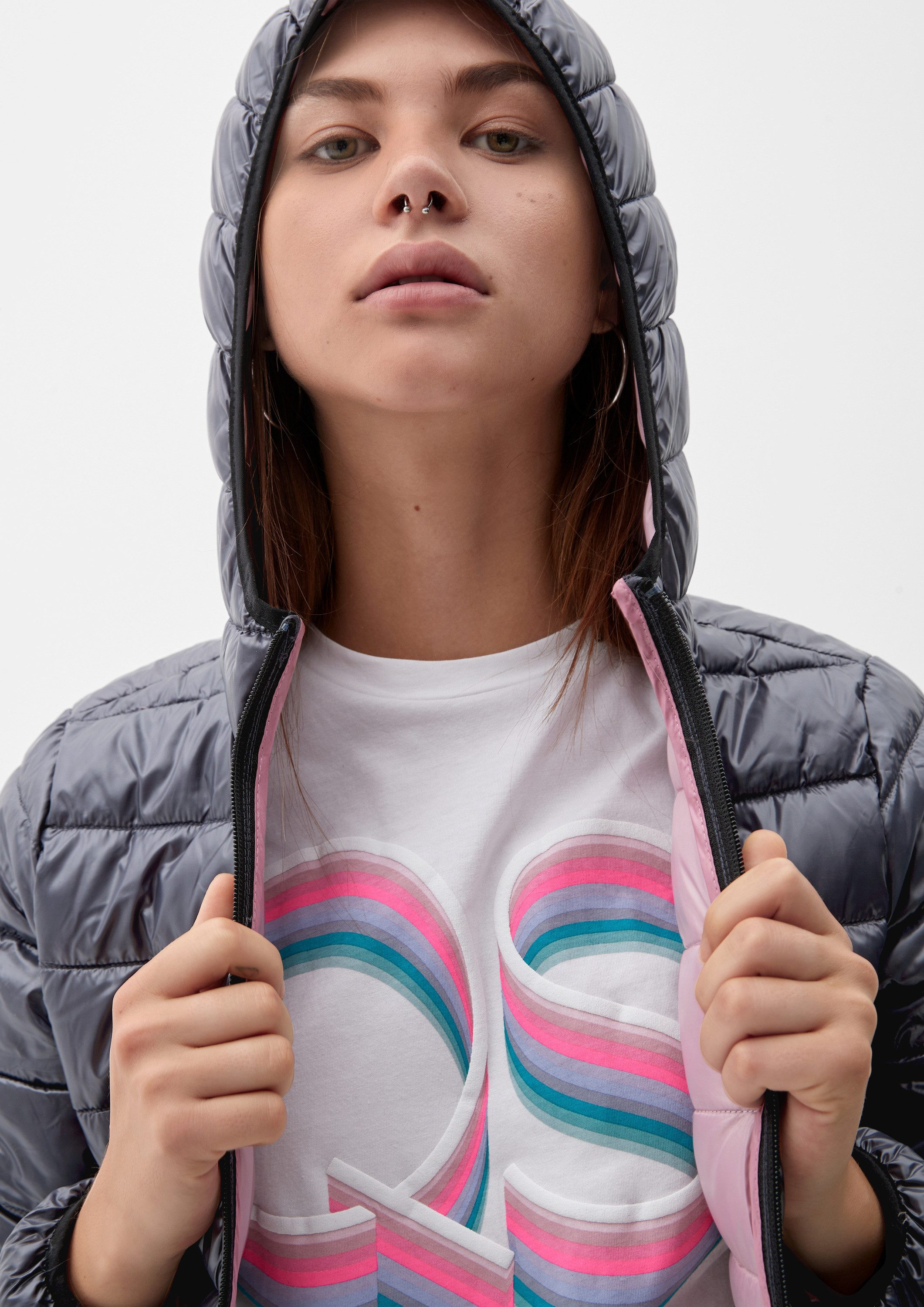 QS Winterjacke Outdoor-Jacke Steppjacke mit Kapuze