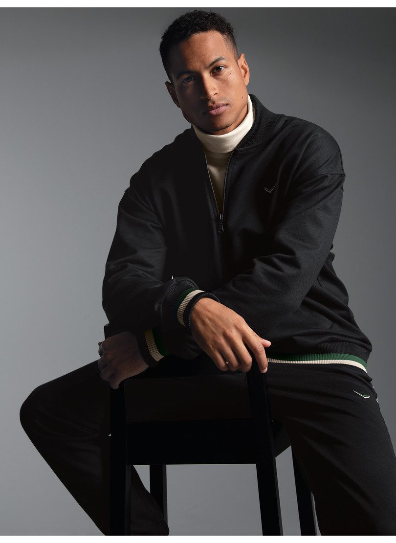 Trigema Sweatjacke TRIGEMA Collegejacke mit kontrastfarbigen Elementen (1-tlg)