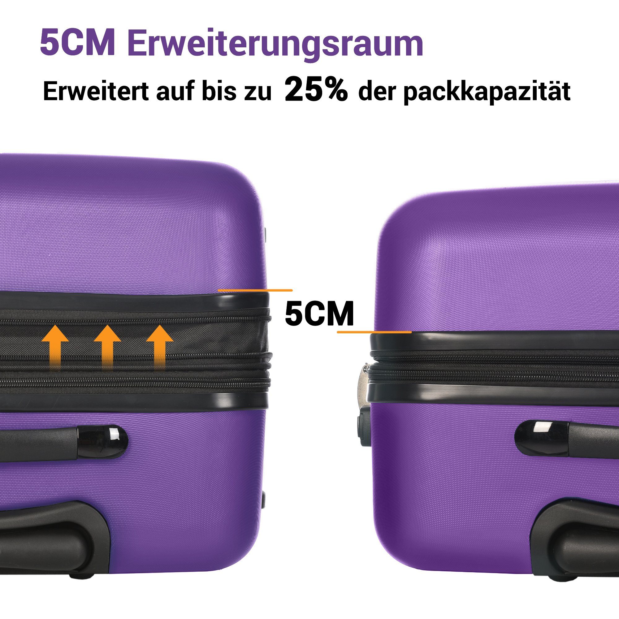 Flieks Hartschalen-Trolley, 4 Rollen, Hartschalenkoffer Handgepäck-Trolley Reisekoffer Geschäftsreisekoffer