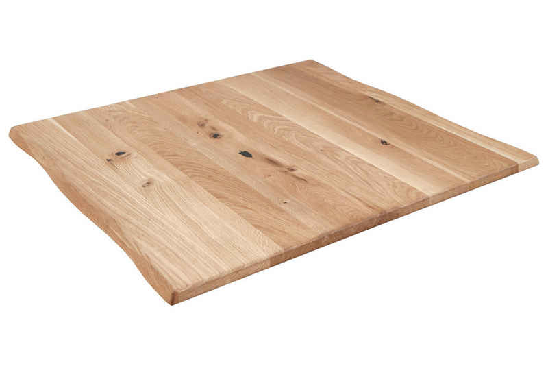 Junado® Tischplatte Sessa, Wildeiche Massivholz 26 mm natürliche Baumkante