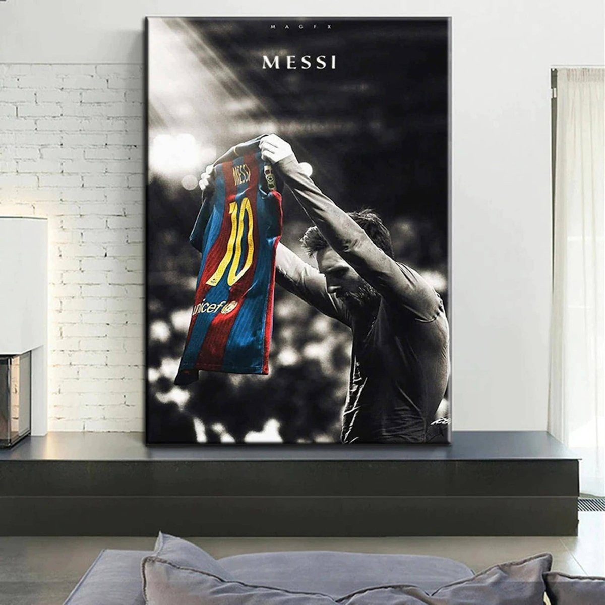 JUSTGOODMOOD Poster Fußball Lionel Messi Nummer 10 bei Fc Barcelona als Deko Print ohne Ra, (1 St)