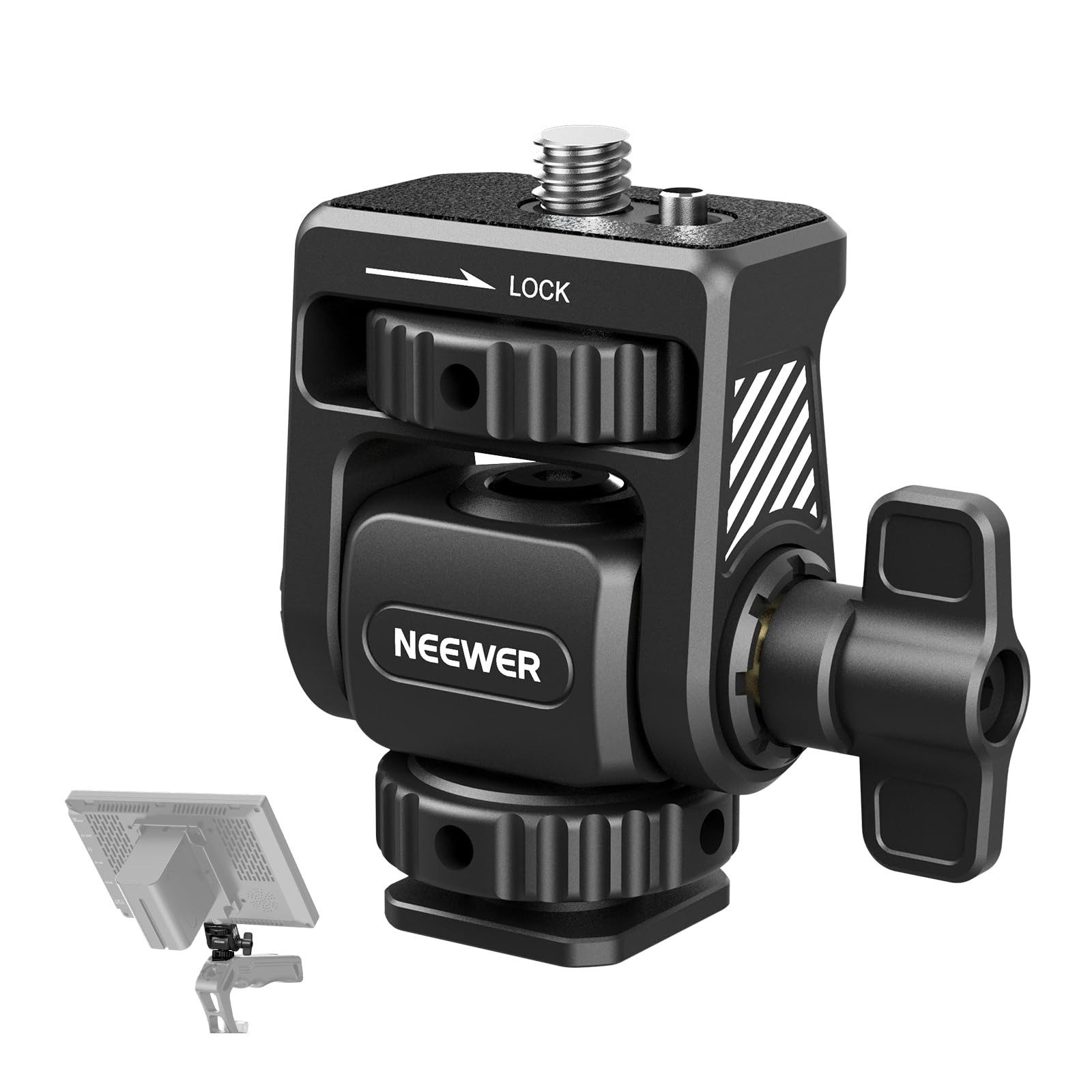 Neewer Monitor-Halterung MA019 Field Monitor Mount für Atomos Ninja 5"/7" Monitore, (bis 7 Zoll, Packung, Fixierstift)