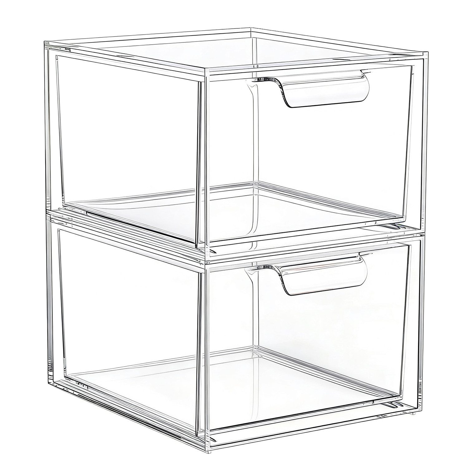 OSTWOLKE Make-Up Organizer 2er Stapelbare Acryl Kosmetik Organizer Schubladen Organizer, 2-tlg., für Schminktisch Schreibtisch Badezimmer Schlafzimmer UnterWasc – Bild 2 von 5