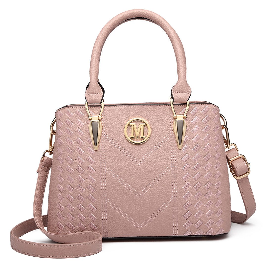 Handtasche Mittelgroße Damen Henkeltasche, Lychee Muster, Strickprozess, Elegant