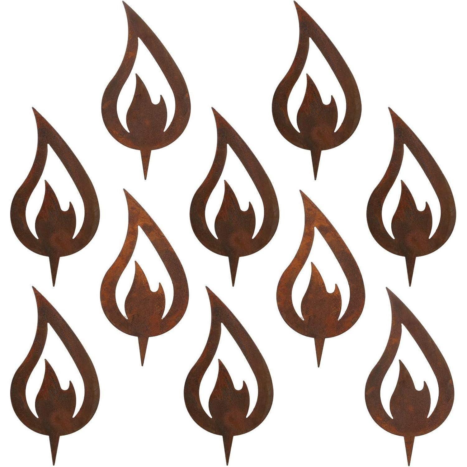 LuxusKollektion Adventskranz 10 Stück Rostoptik Flamme Weihnachtsdeko für Garten 12 x 6 cm