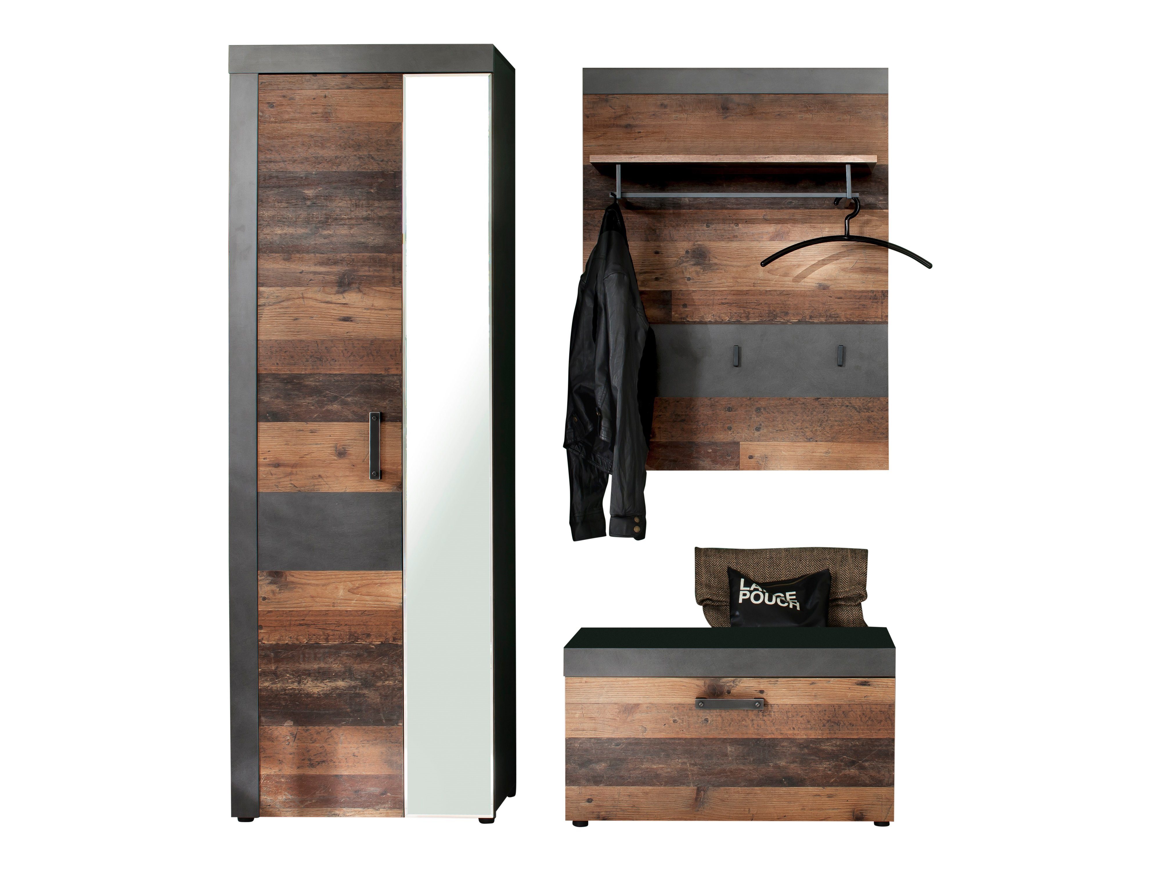ebuy24 Kleiderschrank Irwin Garderobenaufstellung B, grau Matera Dekor