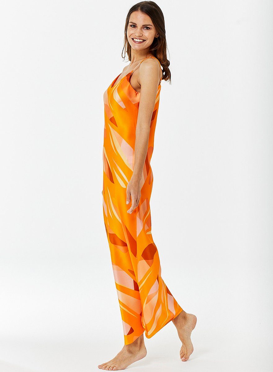 Jadee Negligé Aglaia Loop lang aus reiner Seide All over Print