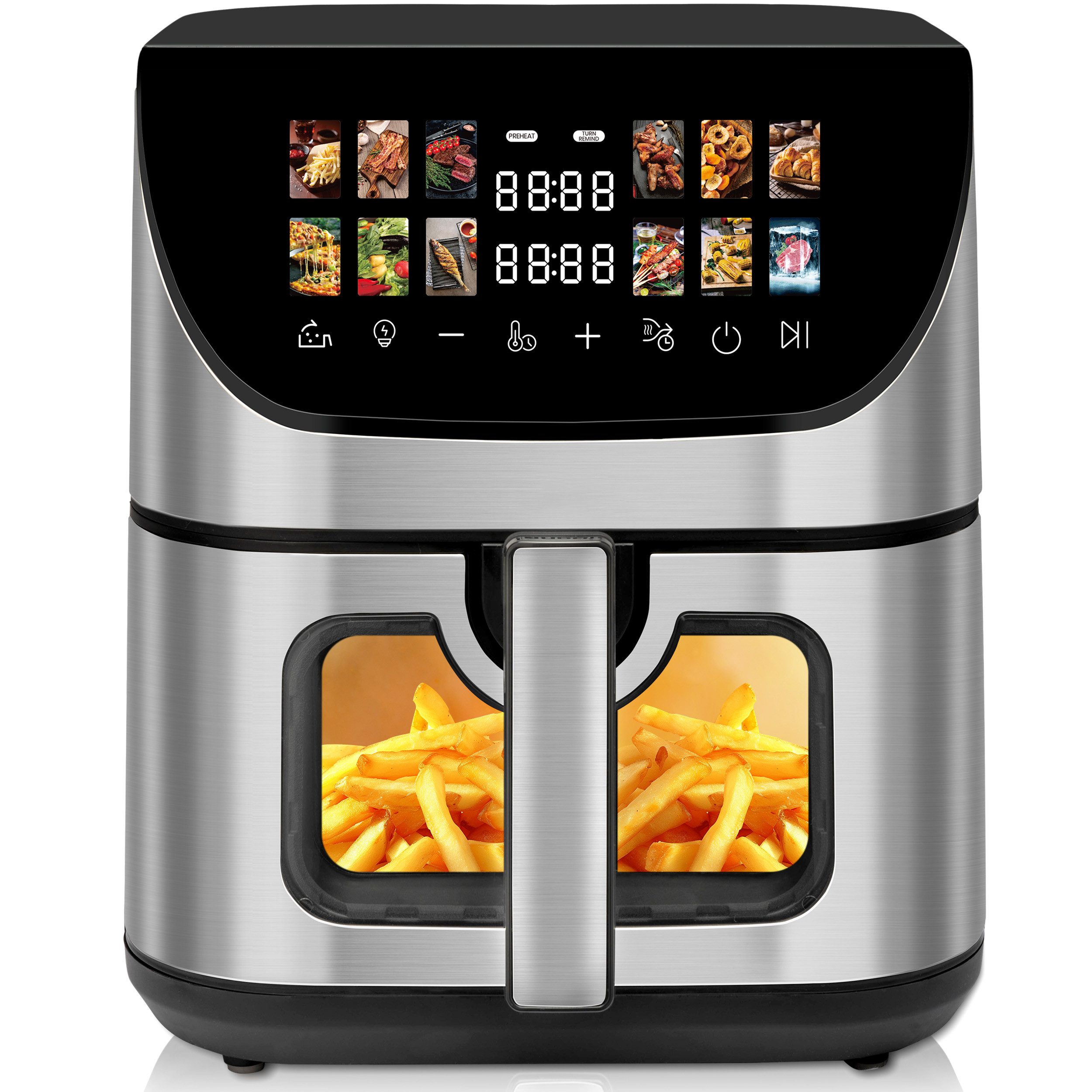 WHEELYOU Heißluftfritteuse XXL Airfryer 9L mit LED-Farbdisplay & Sichtfenster, 1800 W, 9L Frittierkorb, LED-Touchscreen, Sichtfenster für gesunde Mahlzeiten.