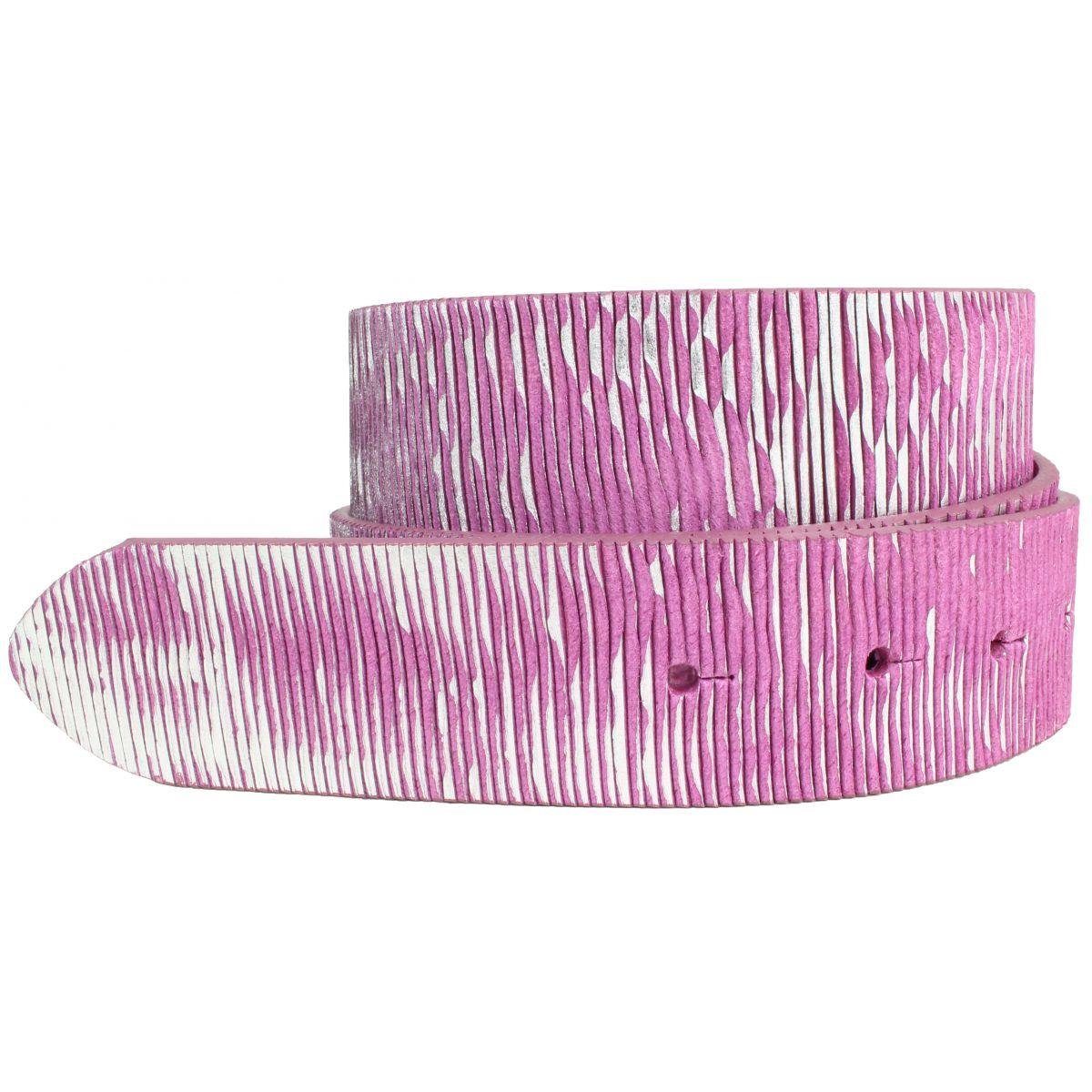 BELTINGER Ledergürtel Wechselgürtel aus Vollrindleder Metall-Optik ohne Schnalle 4 cm - Druc Fuchsia, Metallic