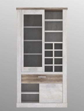 expendio Wohnzimmer-Set Durio 43, (Spar-Set, 4-St), Pinie weiss 160(200)x90 cm mit Synchronauszug