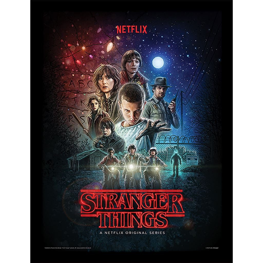 Stranger things Bild mit Rahmen One Sheet Season 1, Gerahmtes Bild Kunstdruck
