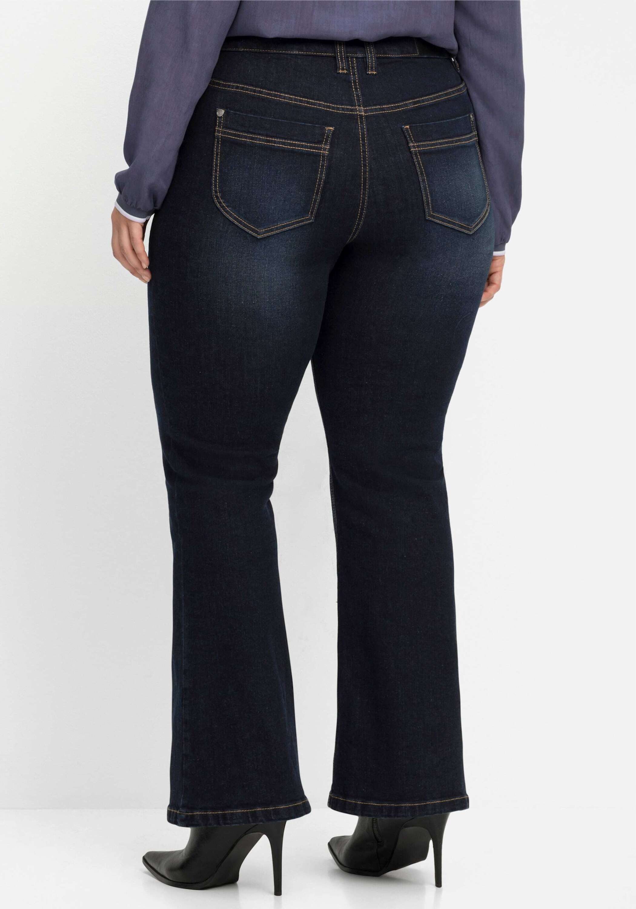 Sheego Bequeme Jeans Bootcut-Jeans mit Used-Effekten, extralang günstig online kaufen