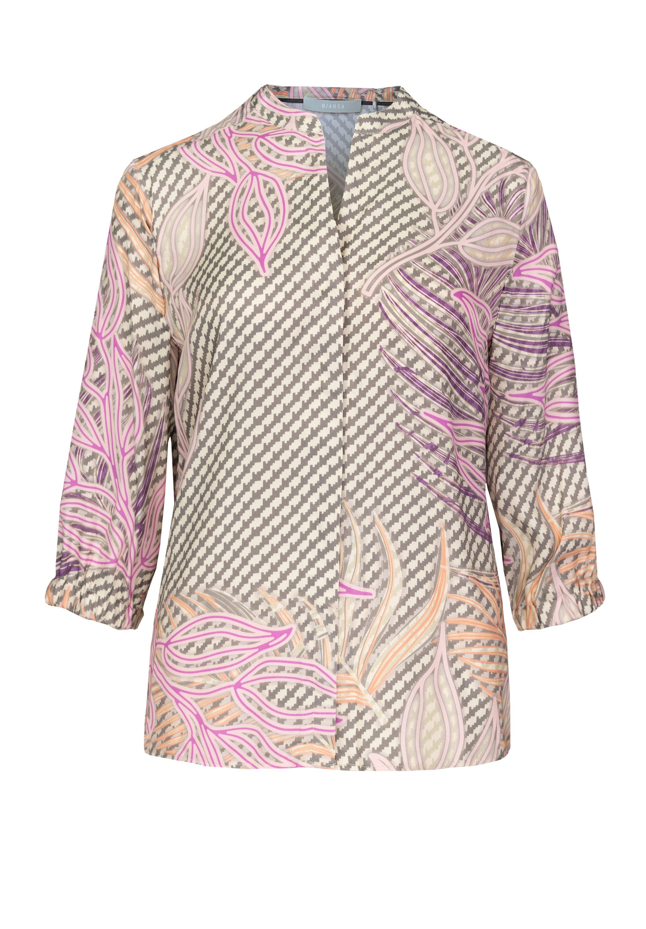 bianca Druckbluse ADINA in modernem Druck in Pastellfarben