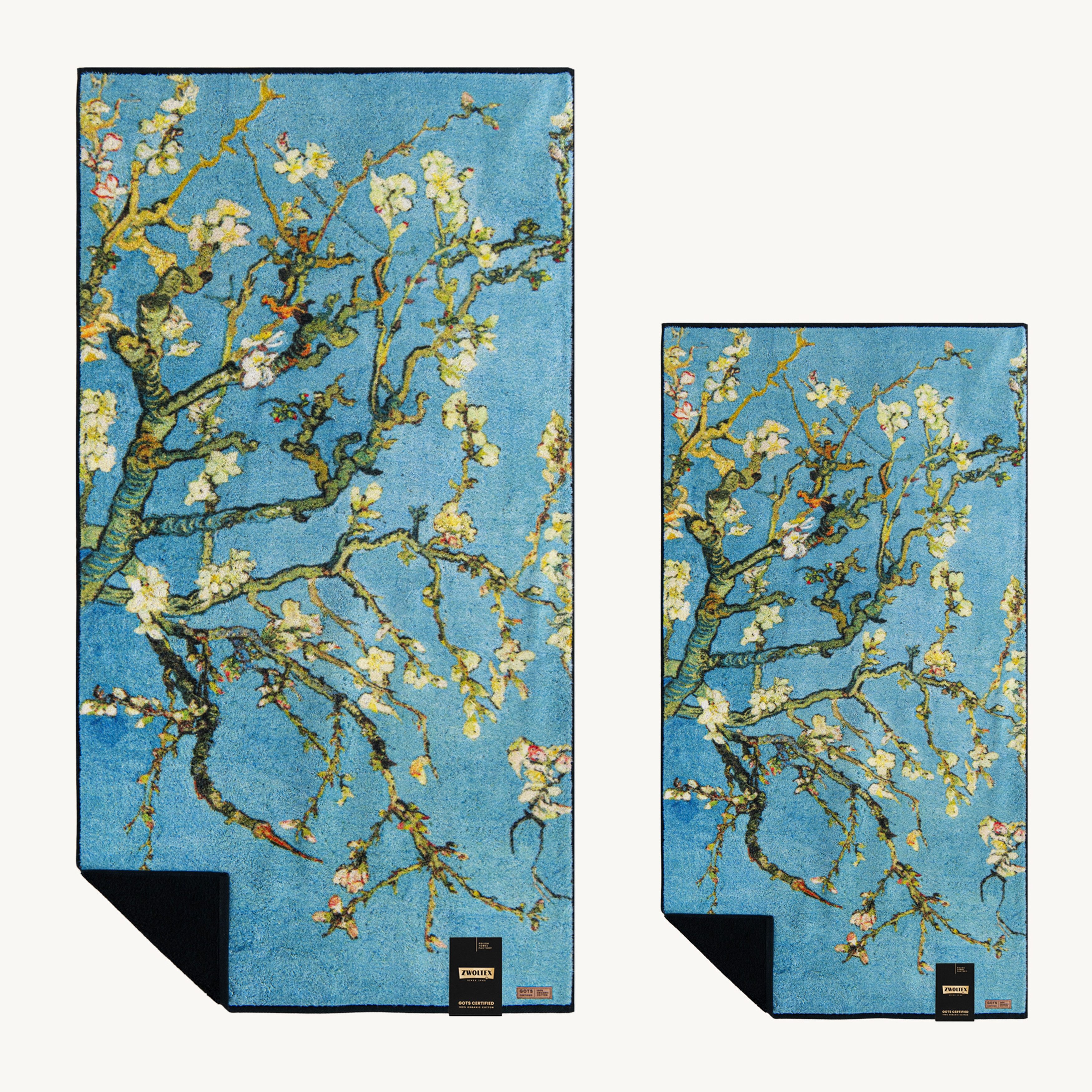 Zwoltex Handtücher Van Gogh Mandelblüte Badetuch Set 600 g/m² Baumwolle, (50x100 & 70x140 cm 60° waschbar OEKO-TEX 100% GOTS Baumwolle), Präziser Motivdruck auf saugstarkem Handtuchstoff