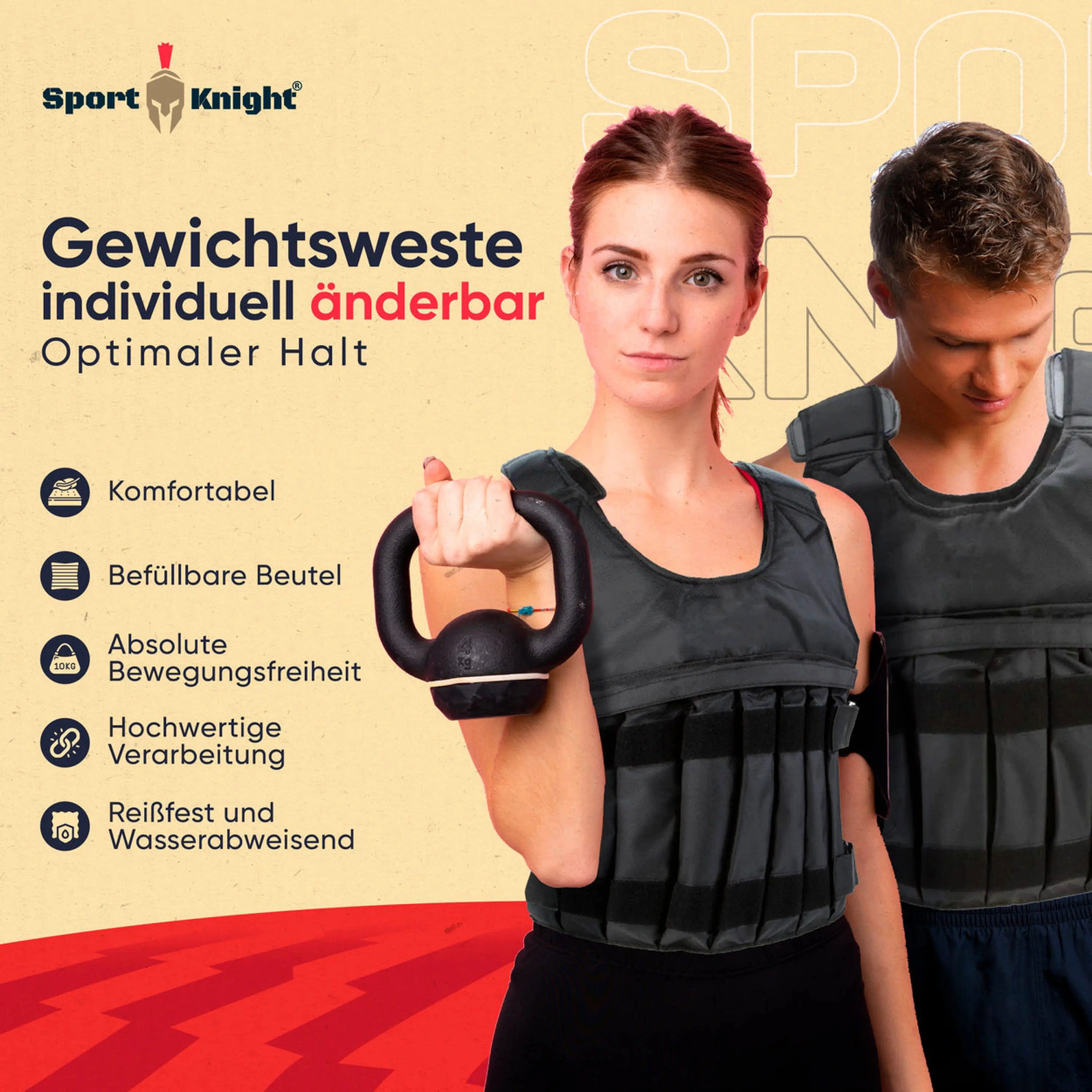 Sport-Knight® Gewichtsweste Gewichtsweste 1–50 kg – Nylon, reißfest, wasserabweisend, verstellbar