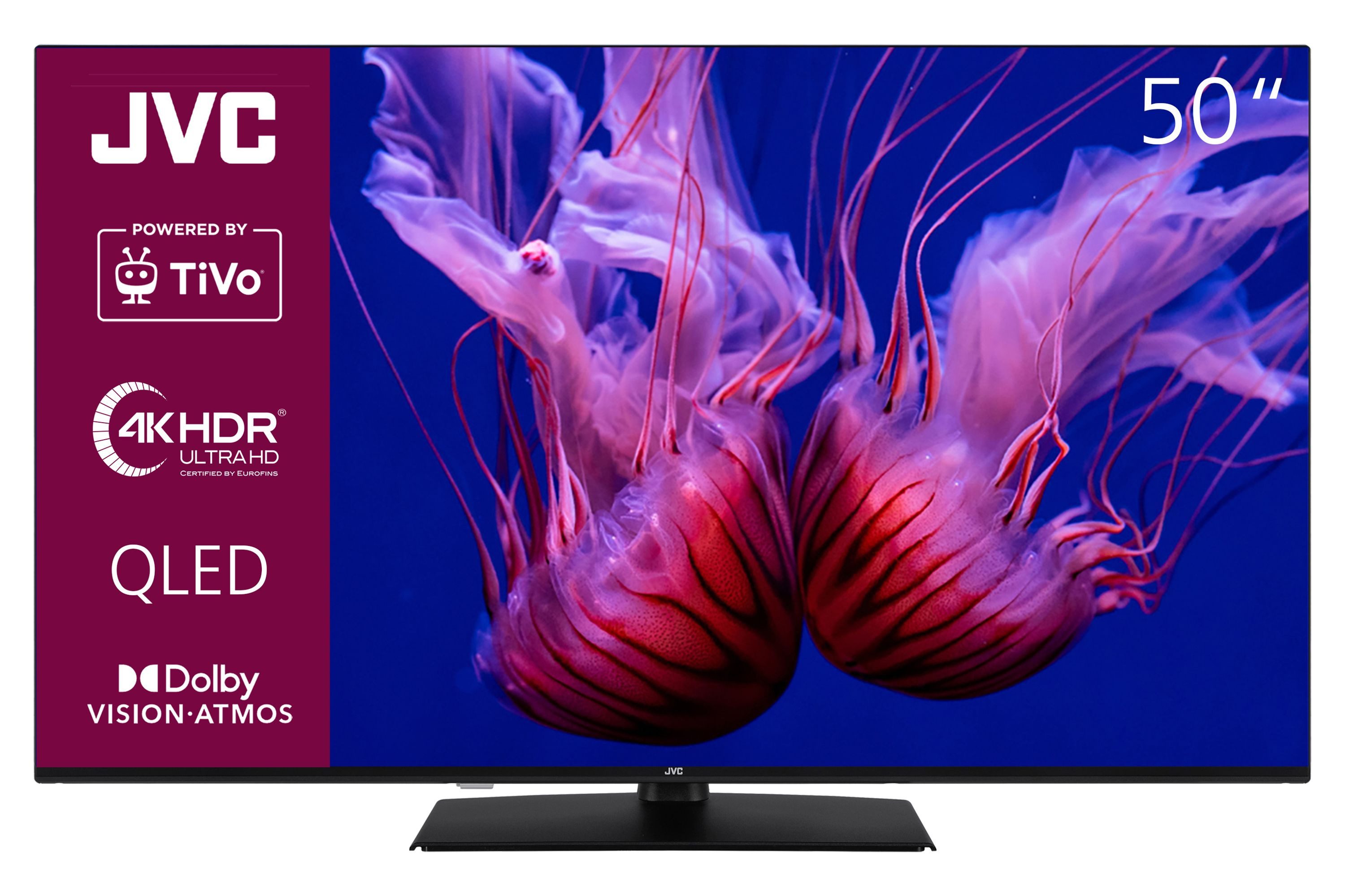 JVC LT-50VUQ3455 QLED-Fernseher (126 cm/50 Zoll, 4K Ultra HD, Smart TV powered by TiVo, Smart TV powered by TiVo, HDR Dolby Vision, Triple-Tuner, 6 Monate HD)